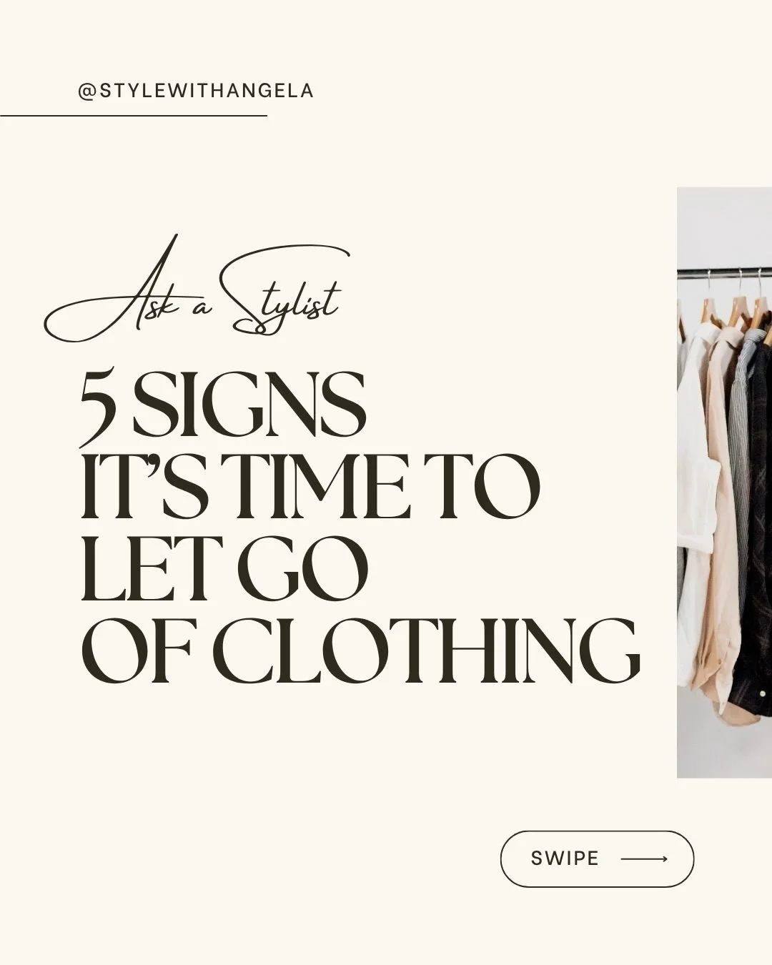 5 signs it&rsquo;s time to let go of a clothing item:

1. You&rsquo;ve never worn it

If you&rsquo;ve tried to wear a piece of clothing a few times but never successfully walked out of the house in it- there&rsquo;s a reason. Either it&rsquo;s not co