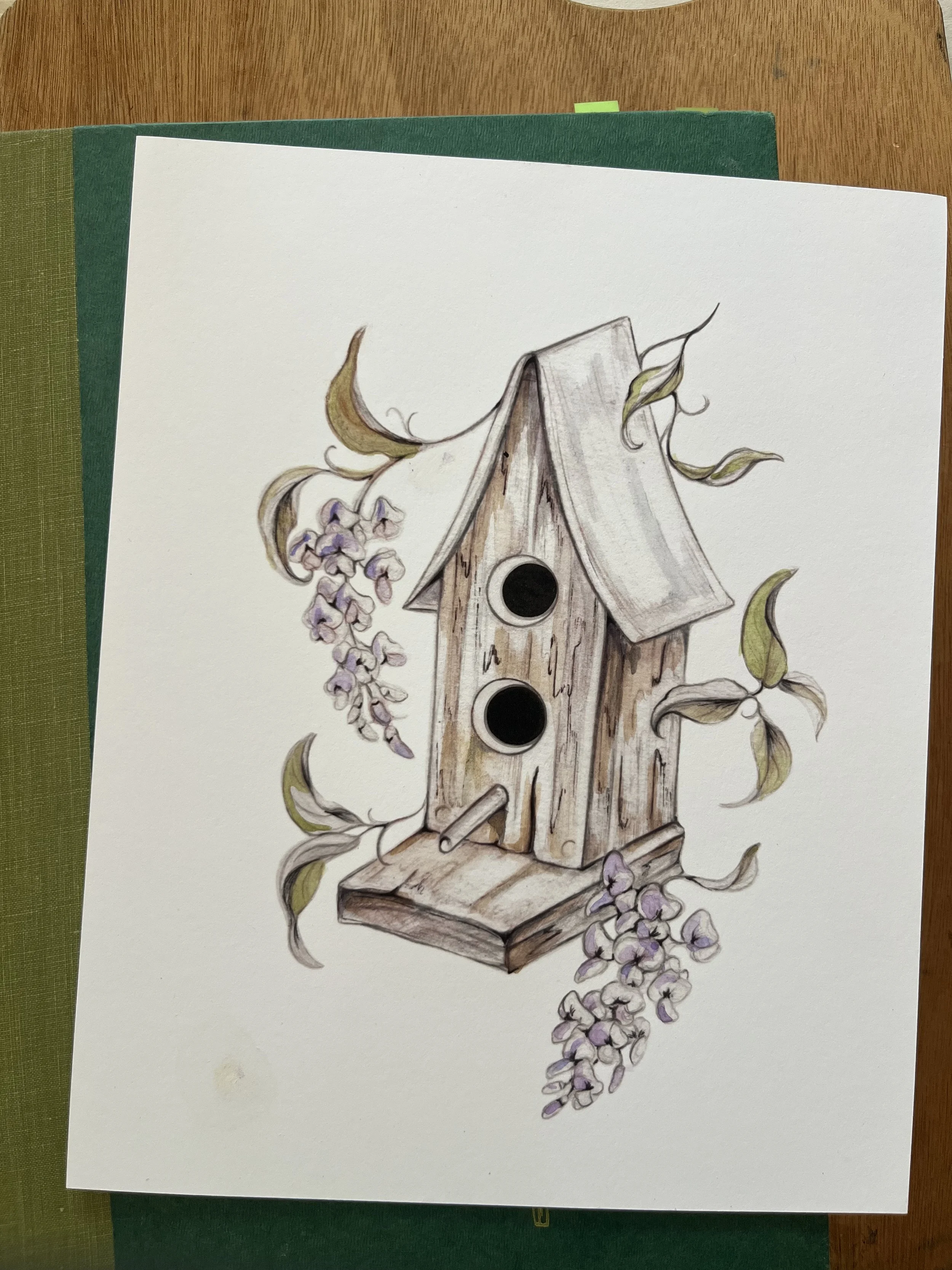 Hand Painted Birdhouse Print