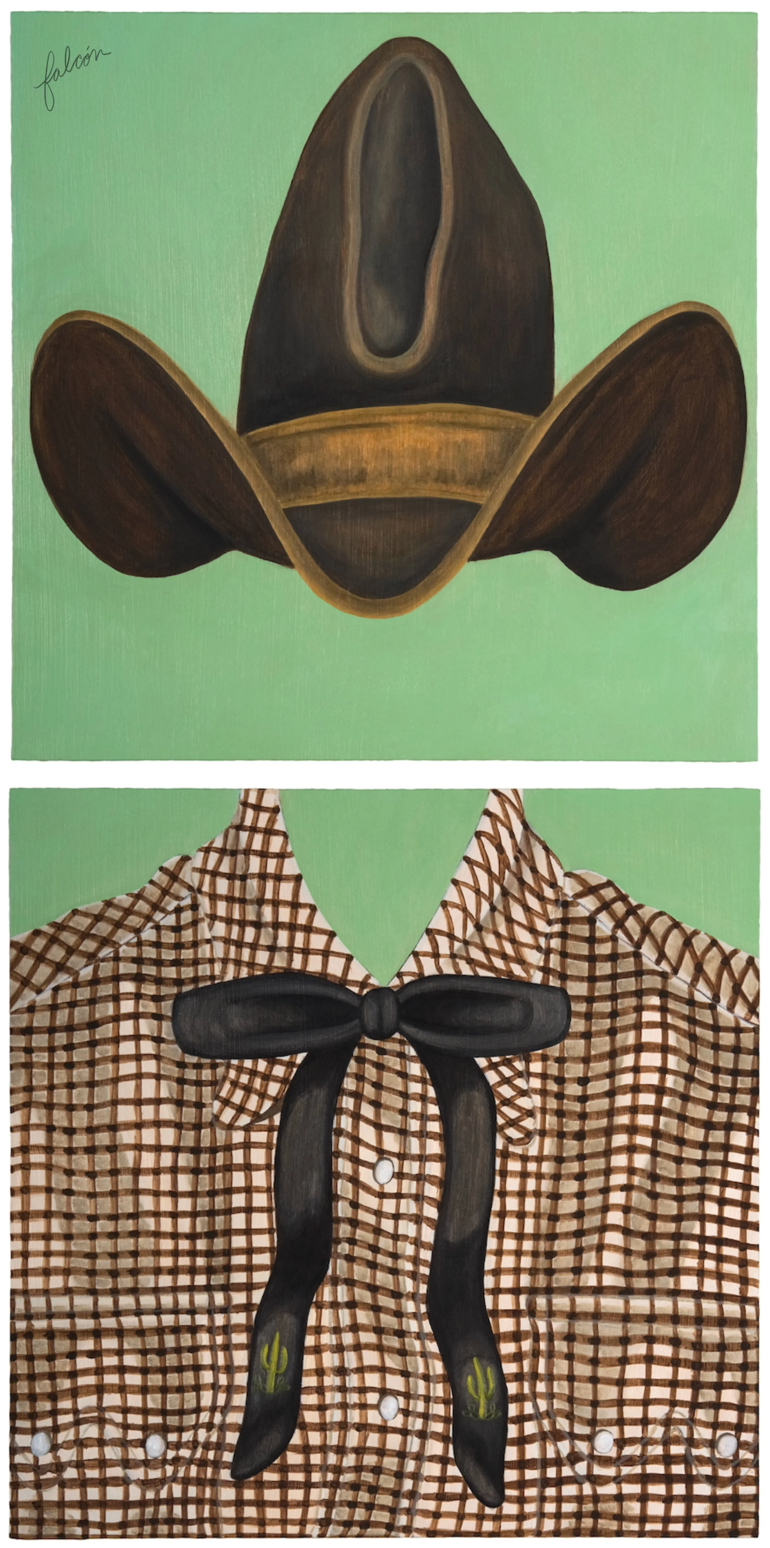 Tanque Verde Vaquero | Oil on Panel | Diptych 12" x 12" (ea. panel) | COORS Western Art - Young Guns