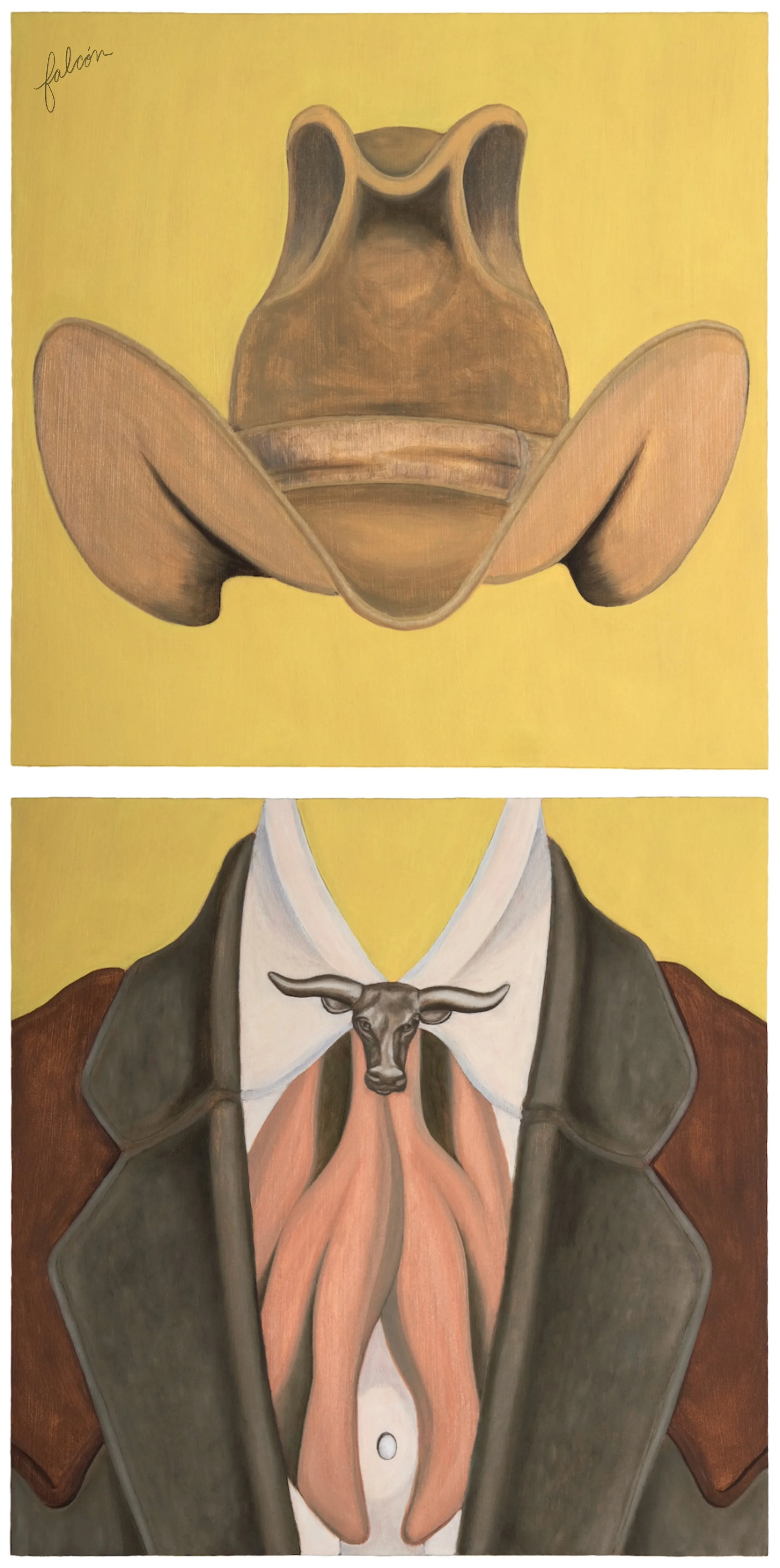 The Bulldodger | Oil on Panel | Diptych 12" x 12" (ea. panel) | COORS Western Art - Young Guns