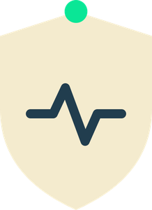 Shield with a heartbeat line symbol in the center