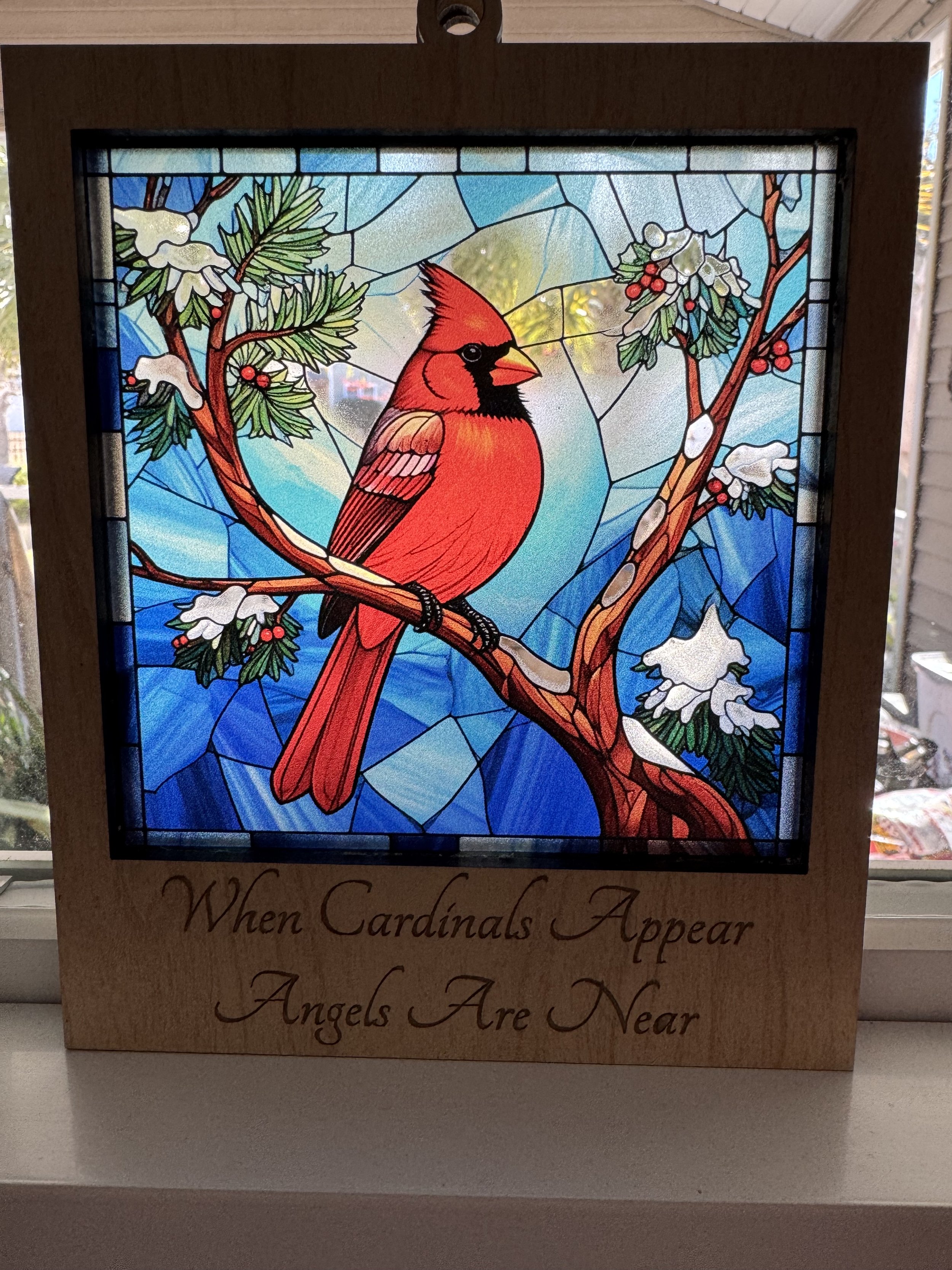 Cardinal Suncatcher ("When cardinals appear, angels are near")