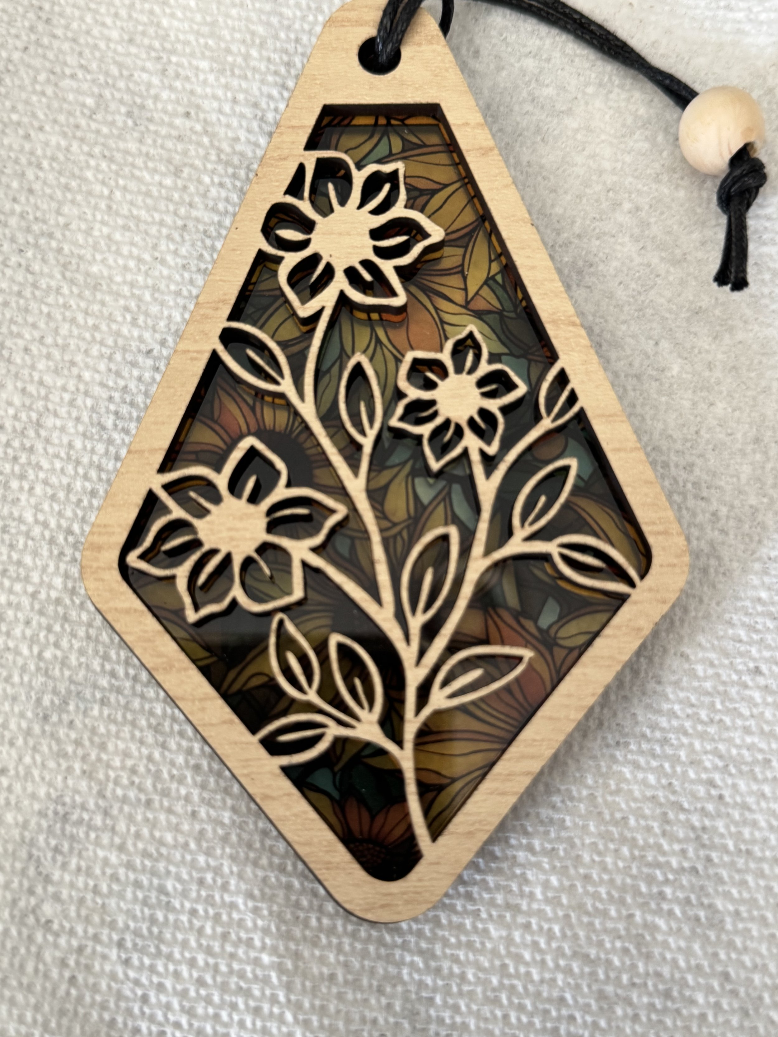 Kite-Shaped Floral Suncatcher