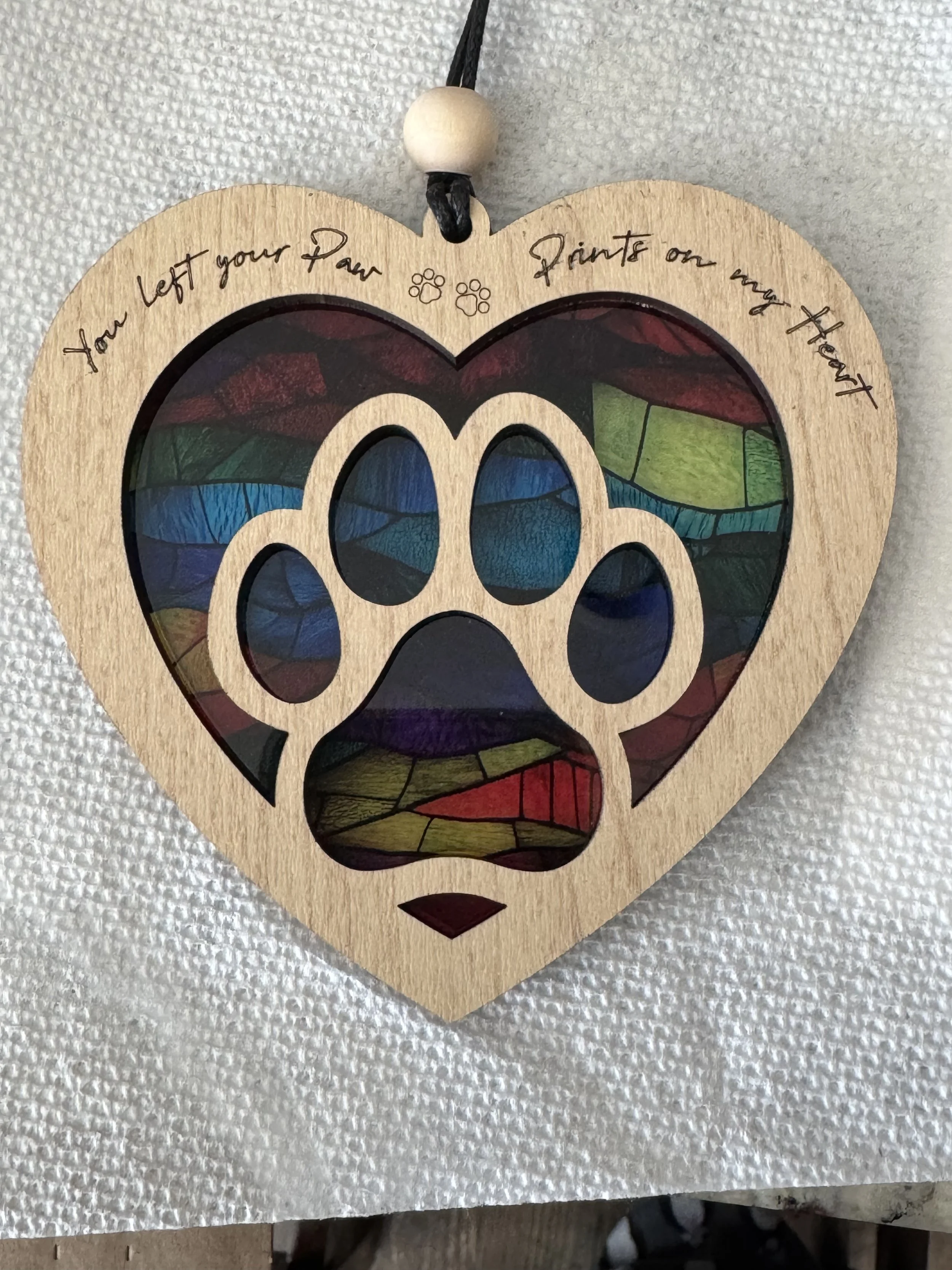 Dog Paw Suncatcher (Heart)