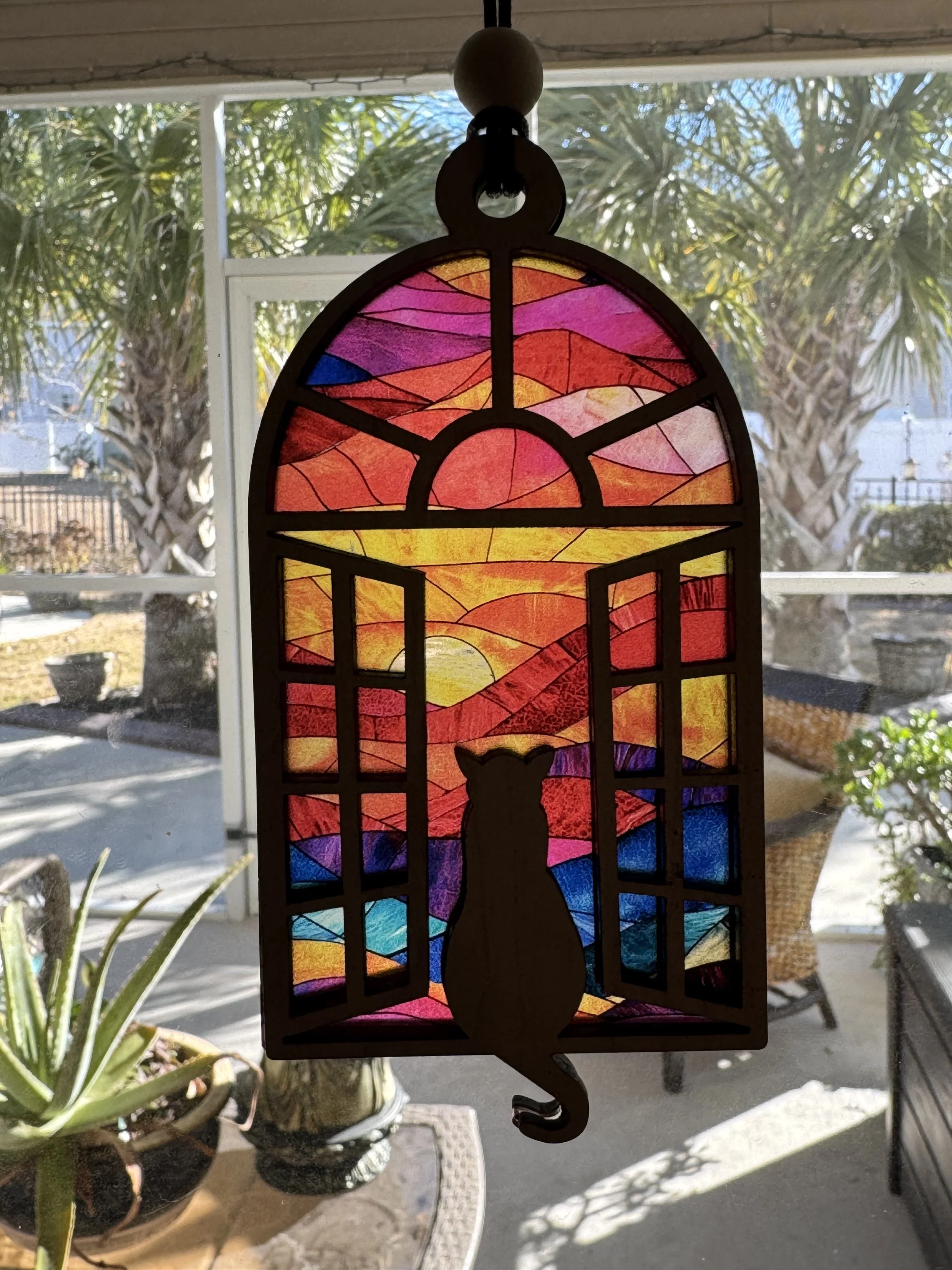 Cat in Window Suncatcher