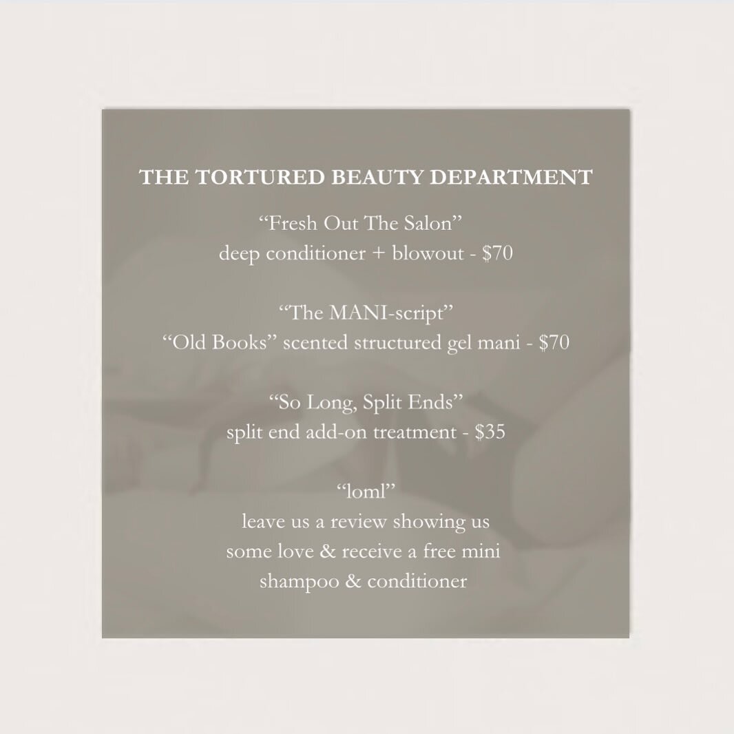 APRIL SPECIALS✨
Calling all fellow Swifties- in honor of The Tortured Poets Department releasing this month we&rsquo;ll be celebrating Taylor Swift📖🤍
- The Chairman of The Hive