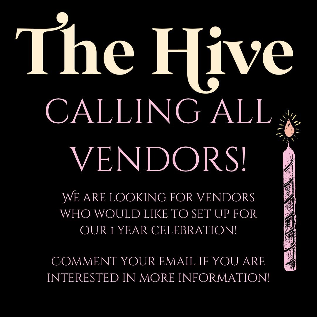 🚨CALLING ALL VENDORSSSS🚨

We want YOU 🫵🏻 to come set up for our 1 year anniversary celebration!! Comment the best email for you if you would like more information for the event! 
We hope to hear from you soon! 🐝

~The Hive Salon Collective 🫶🏻