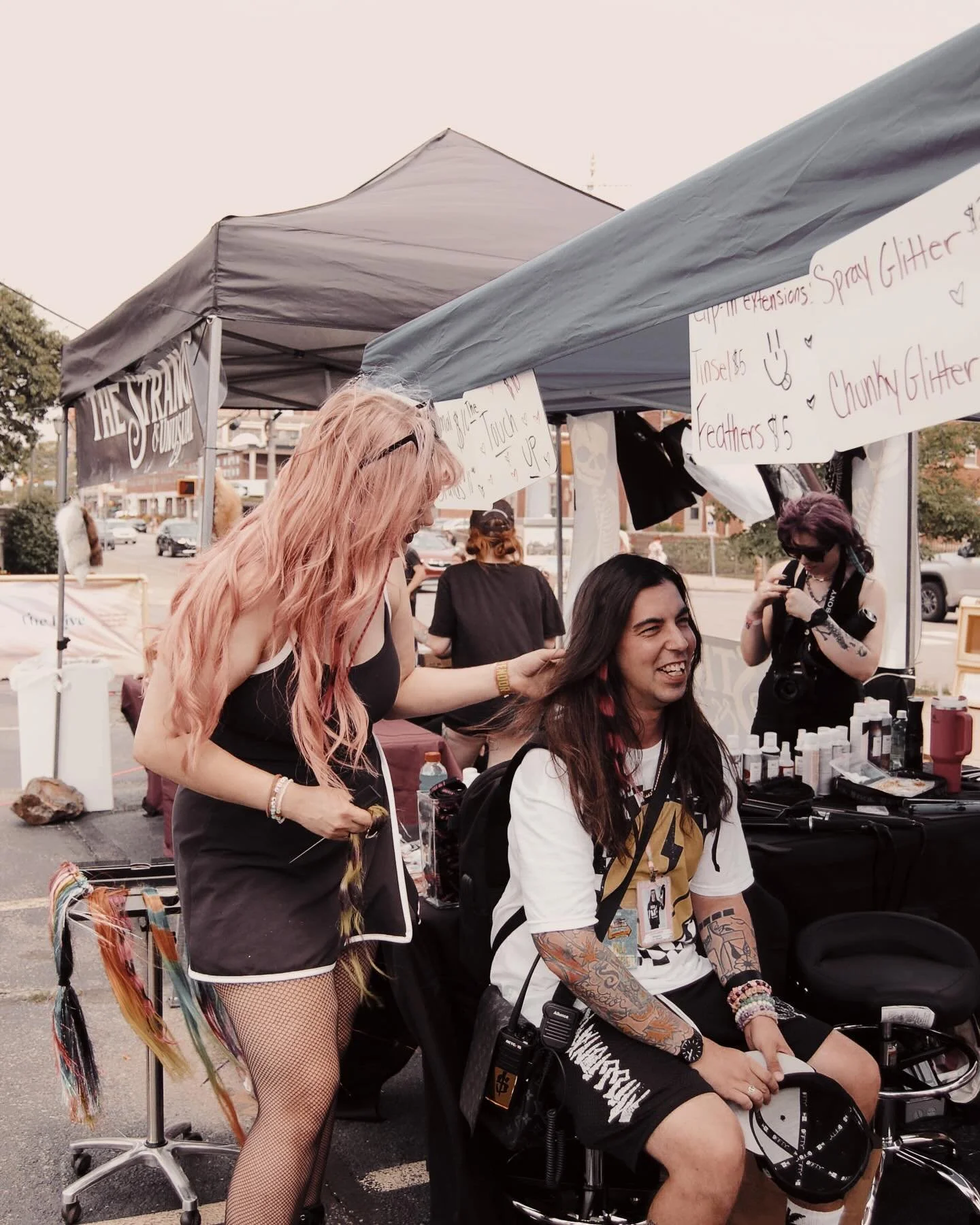 First day of Road To Warped at @the.ritztheater was AMAZING!! We&rsquo;re so excited to be here for 3 more days slinging nostalgic hair &amp; glitter✨ Come visit us, all day til Sunday! By the @thestrangeandunusual stage!🤘