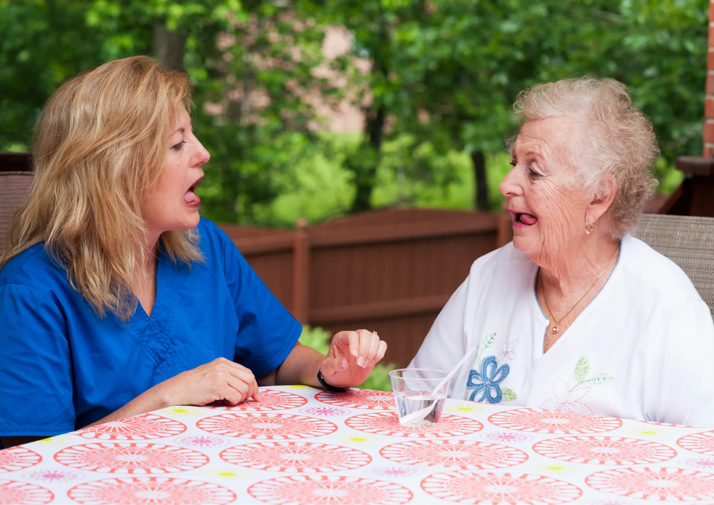 Speech therapist working with a patient