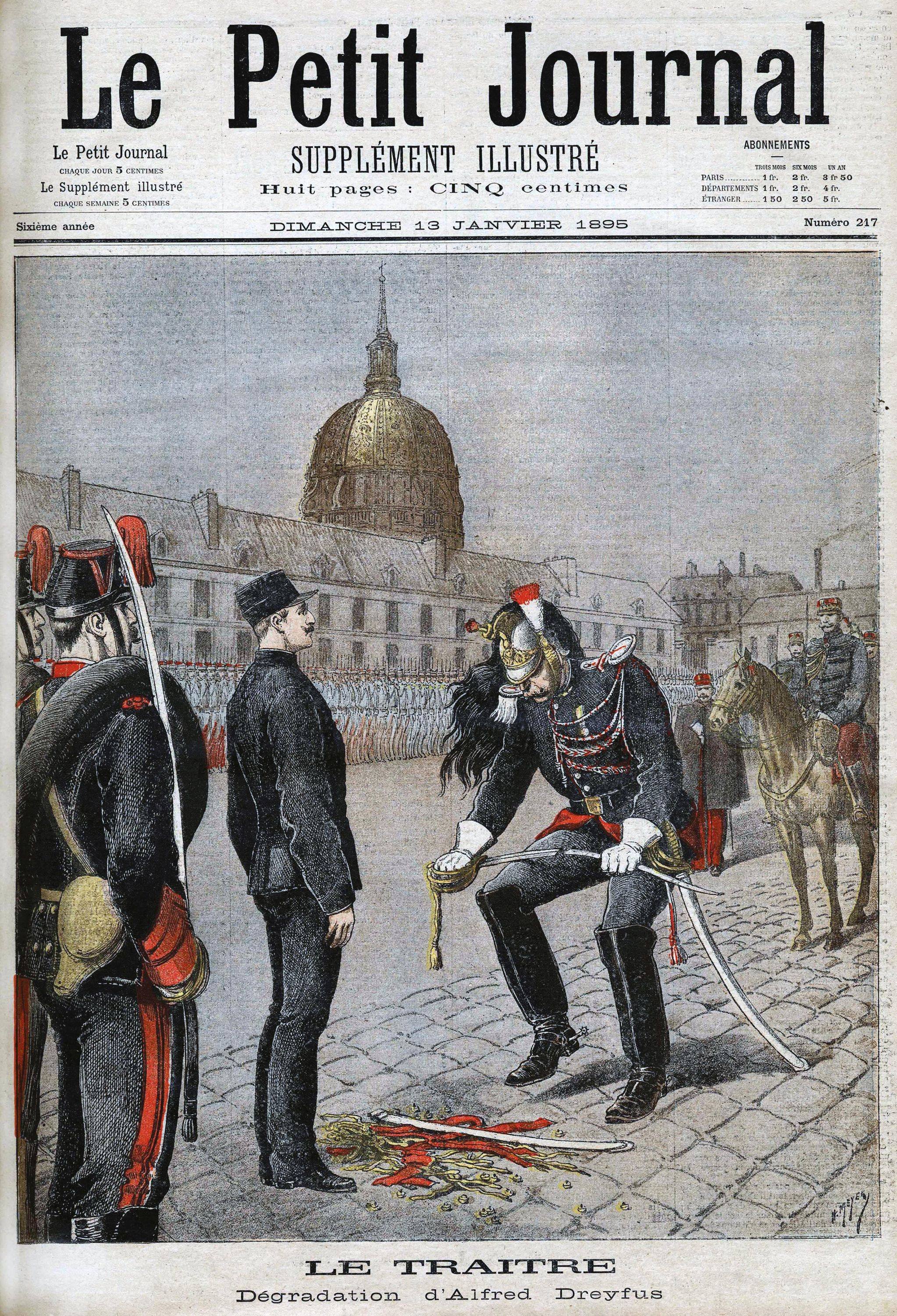 Newspaper picture of Dreyfus's military degradation