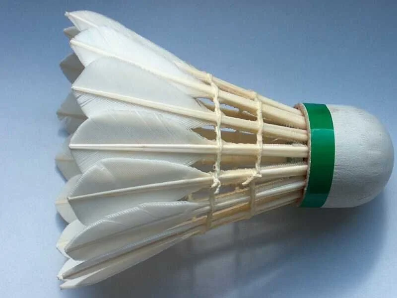 Close-up image of a shuttlecock