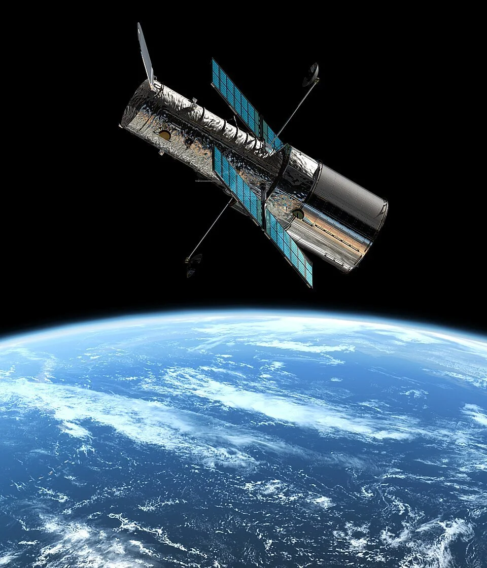 The Hubble Space Telescope in orbit.
