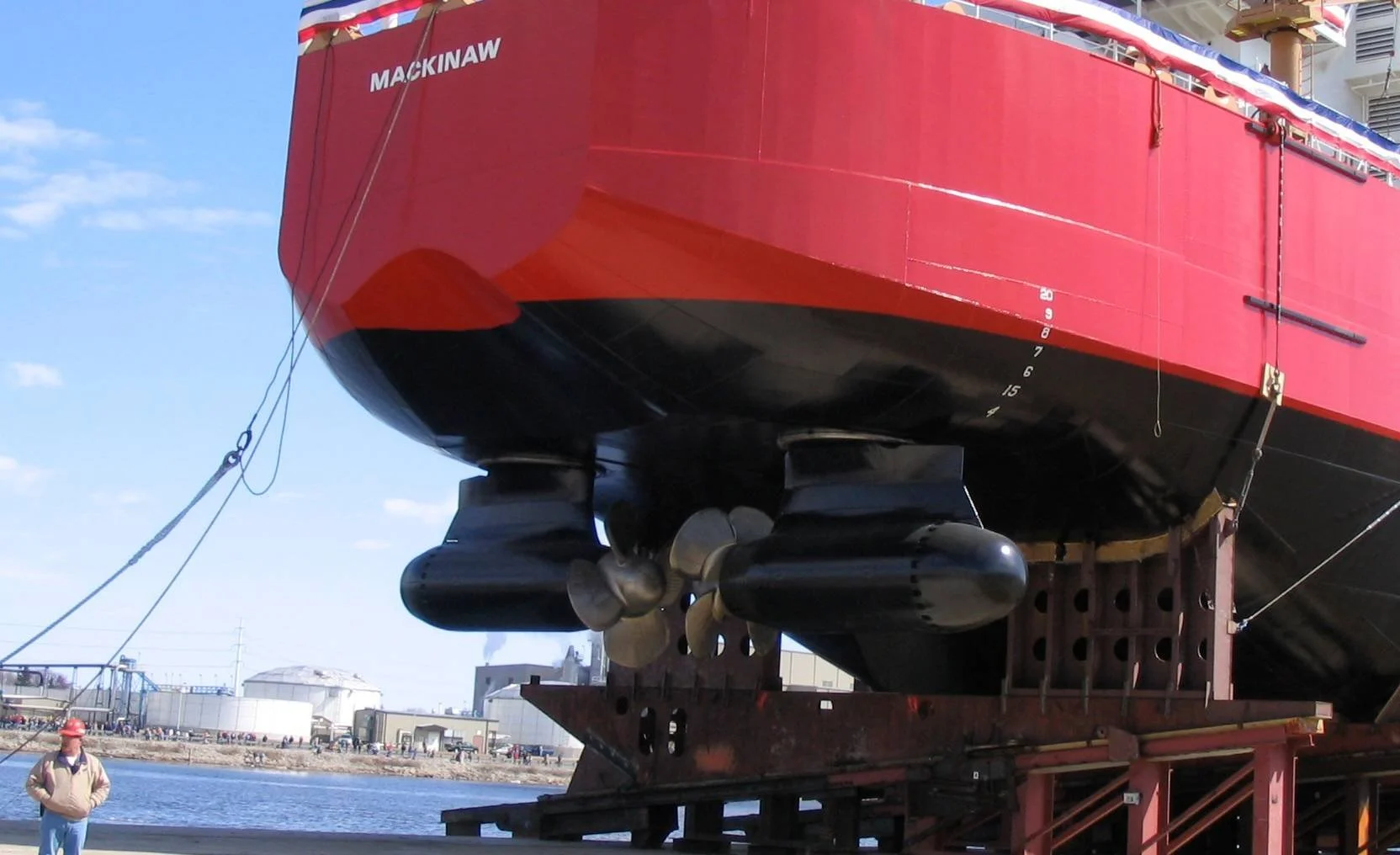 Asthma Thruster is positioned sideways on the USCGC Mackinaw.