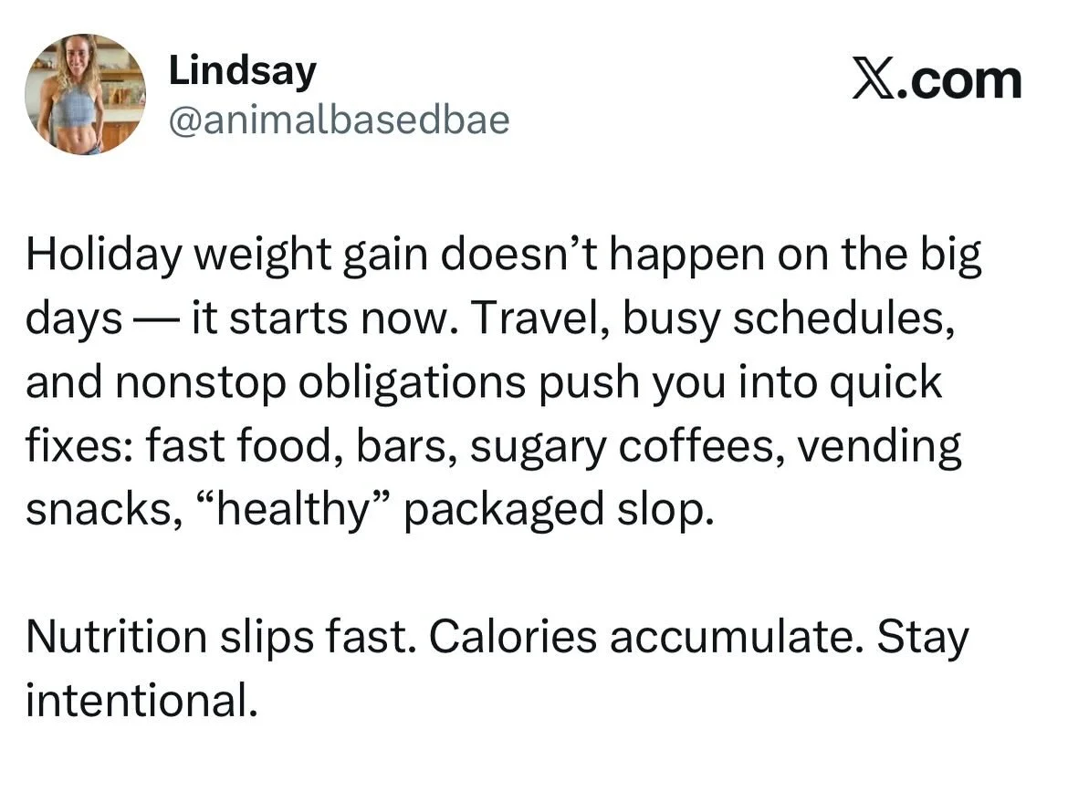 It&rsquo;s the slow accumulation long before Thanksgiving or Christmas even hit.

Travel. Busy schedules. Cold weather. Nonstop obligations.

And suddenly meals get skipped or replaced with whatever&rsquo;s quickest: fast food, protein bars, sugary c