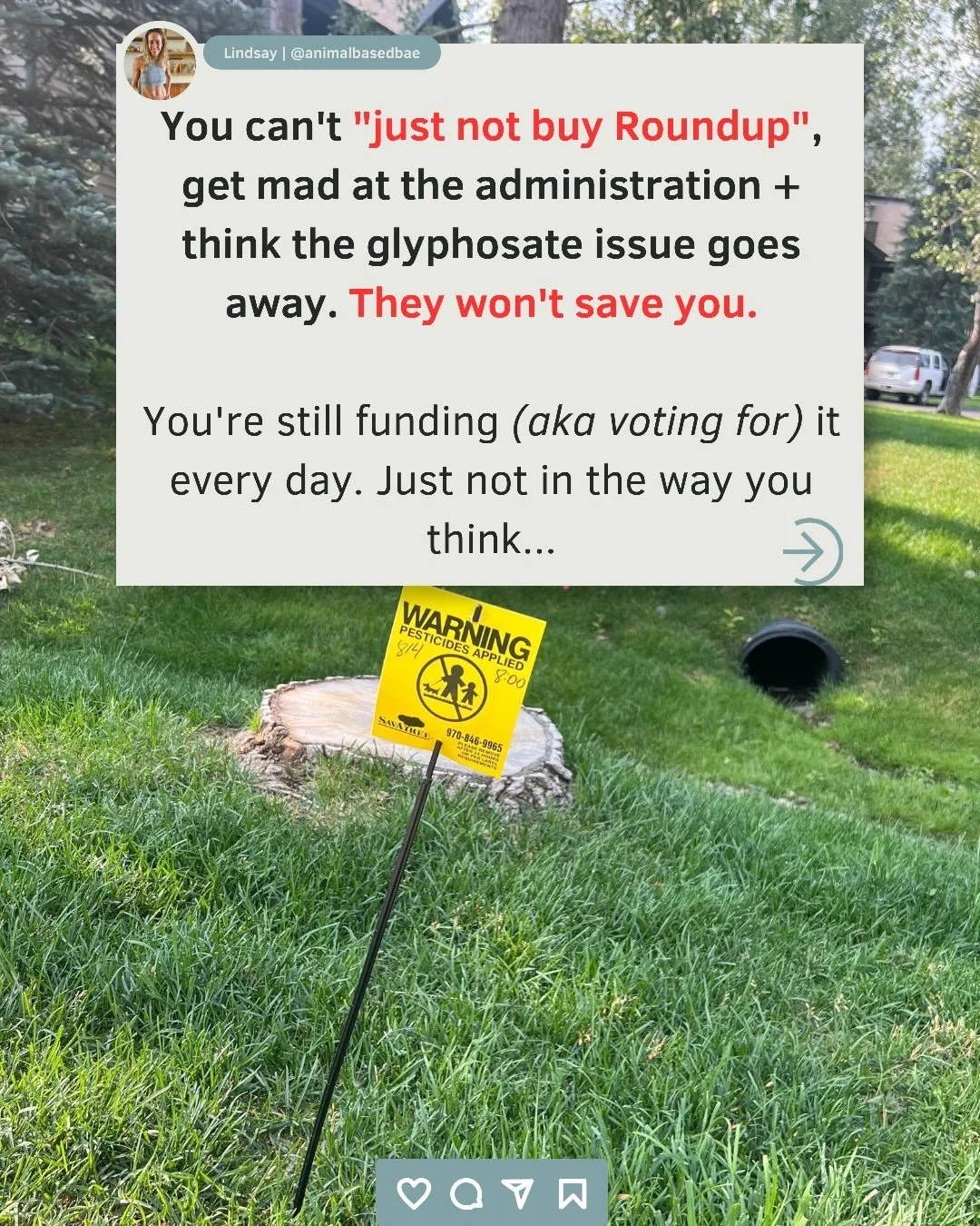 every dollar you spend is a vote. most people are voting for glyphosate without realizing it.

i hate to break it to you &mdash; &ldquo;not buying glyphosate&rdquo; doesn&rsquo;t mean you&rsquo;re not funding it. you&rsquo;re not buying a bottle labe