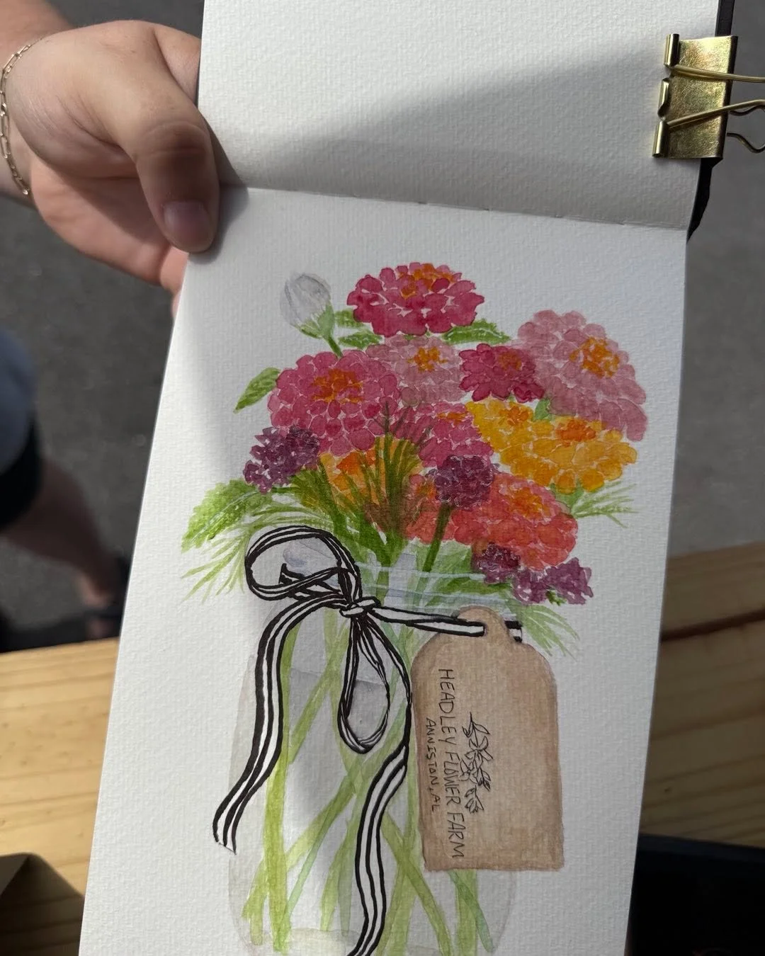 @absolutelyecreations awesome ! Watercolor of a mason jar arrangement from @headleyflowerfarm