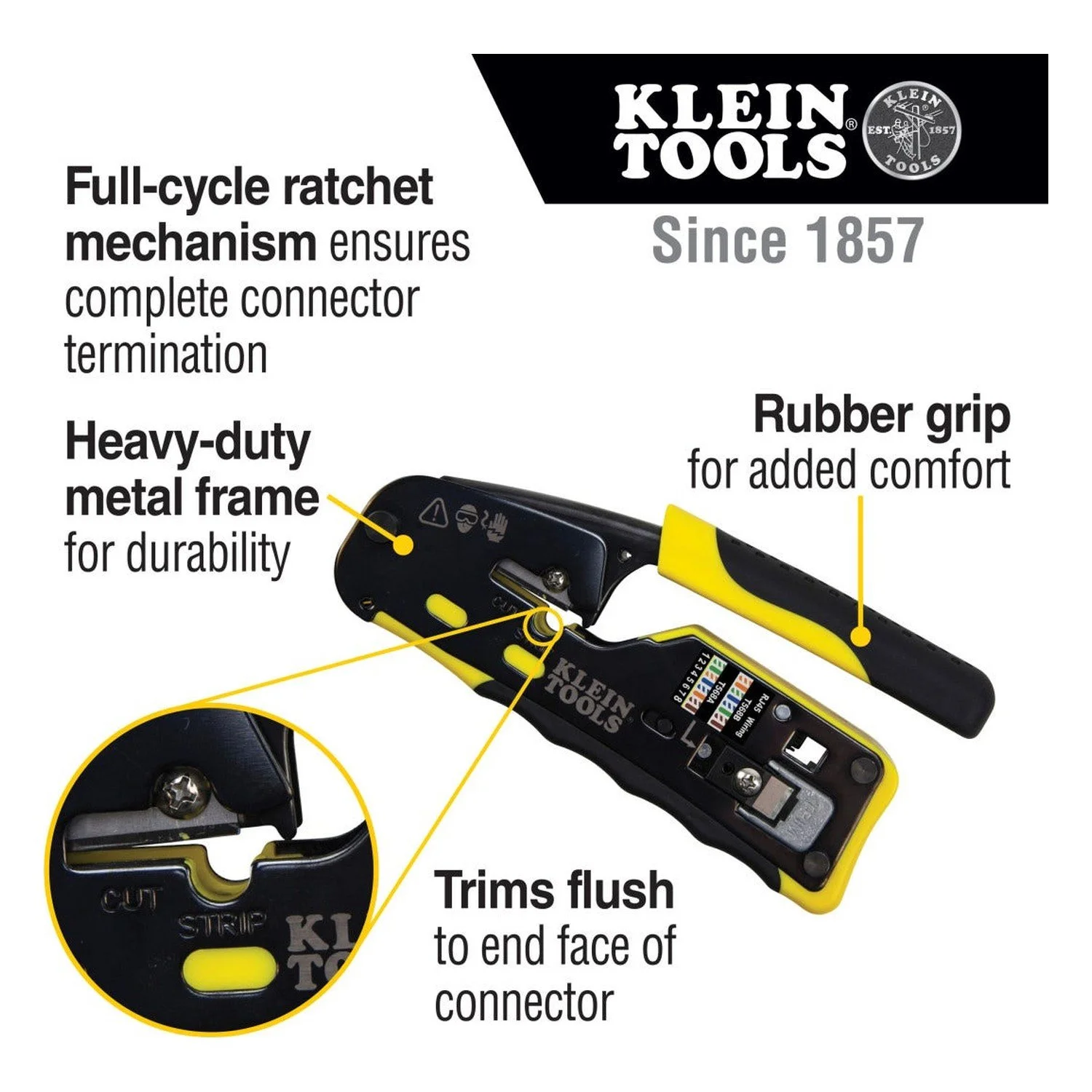 Klein Tools Ratcheting RJ45 Crimper — product view 3
