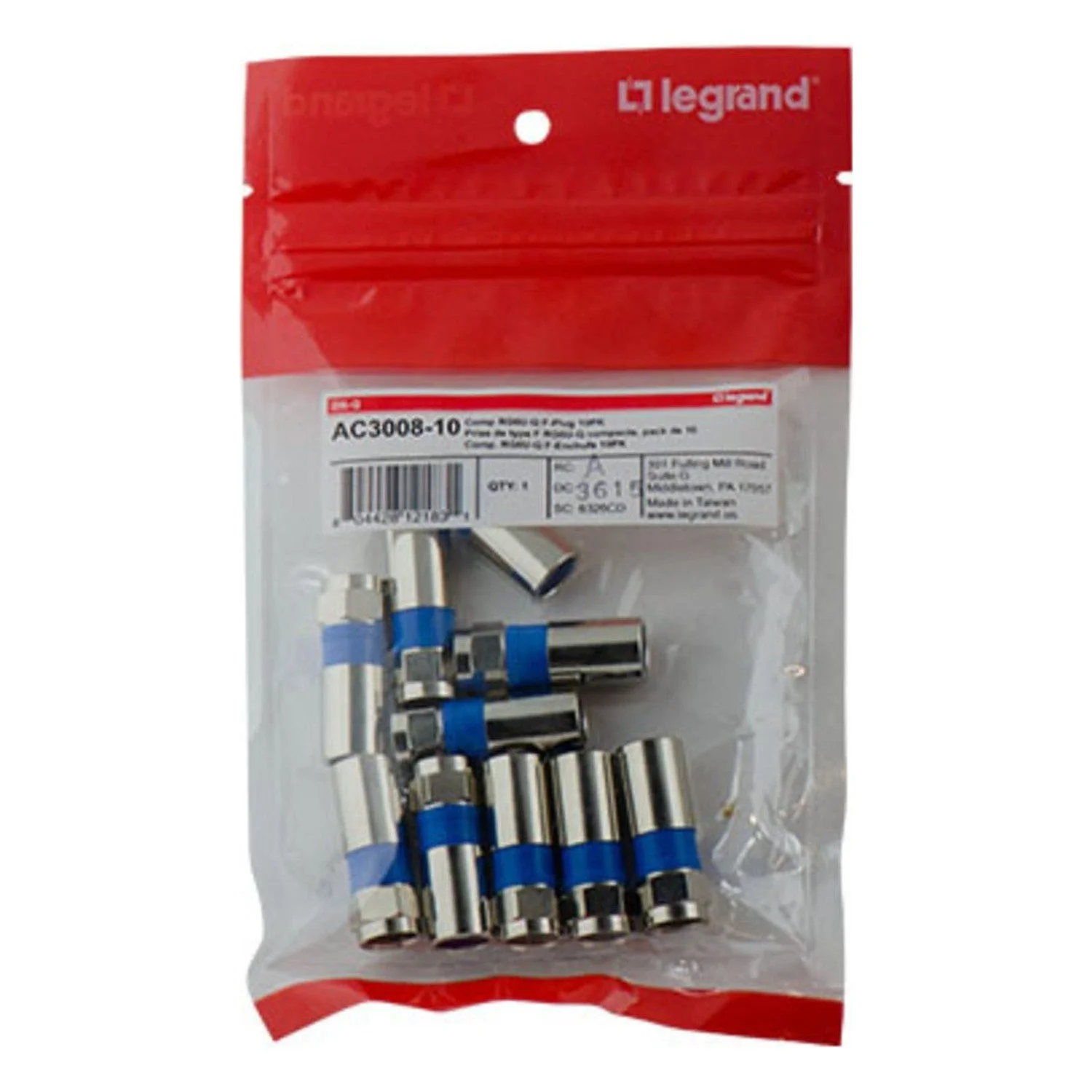 Legrand RG6U-Quad F-Conn Compression Connector(Qty 10) — product view 6