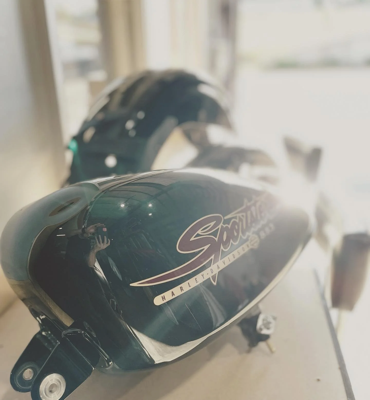 Super clean set of #harleydavidsonsportster tins going to refresh the look of a customers bike. #harleydavidson #sportster #sportster883 #sportster1200 #xlh883 #xlh1200