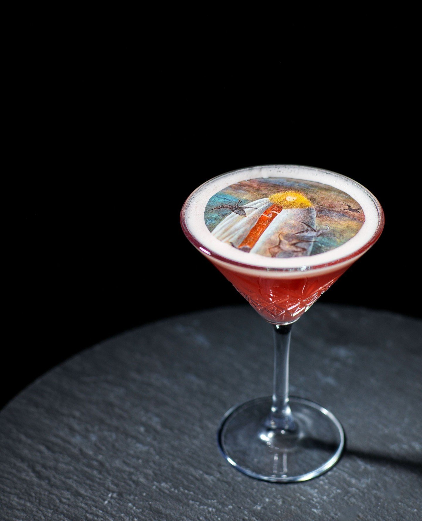 This #MartiniMonday brought to you by the Carrington Club cocktail at Gambit in Sebastian, Vail. ⁠
⁠
This one&rsquo;s a showstopper for its rice paper artwork garnish featuring the work of Leonora Carrington. It&rsquo;s almost too stunning to drink &