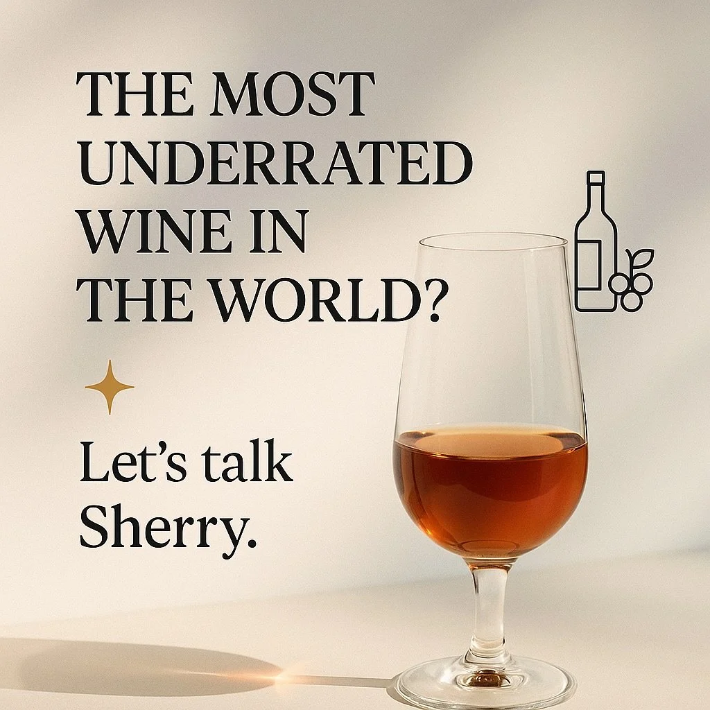 🥂✨ It&rsquo;s World Sherry Week, and we&rsquo;re raising a glass to one of Spain&rsquo;s most misunderstood icons &mdash; Sherry.
Born in the sun-soaked cellars of Jerez, this fortified wine spans the full flavor spectrum: from salty, crisp Finos to