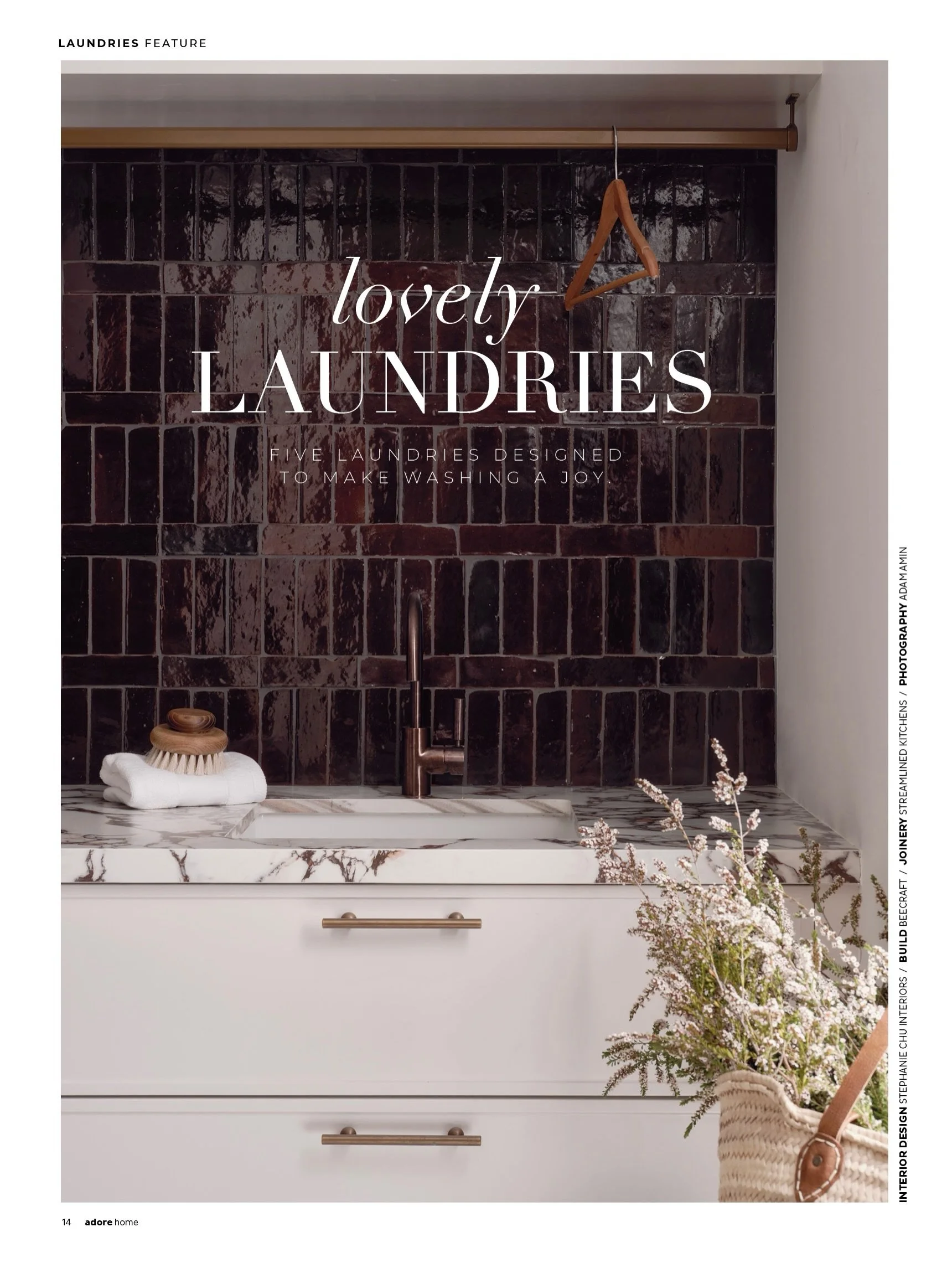 Our EARL ST laundry featured in the Winter issue of @adoremagazine . 

Deep burgundy zellige, Calacatta Viola stone and a space designed to be as beautiful as it is hardworking.

Builder: @beecraft81 
Interior Design, Decoration &amp; Styling: @steph