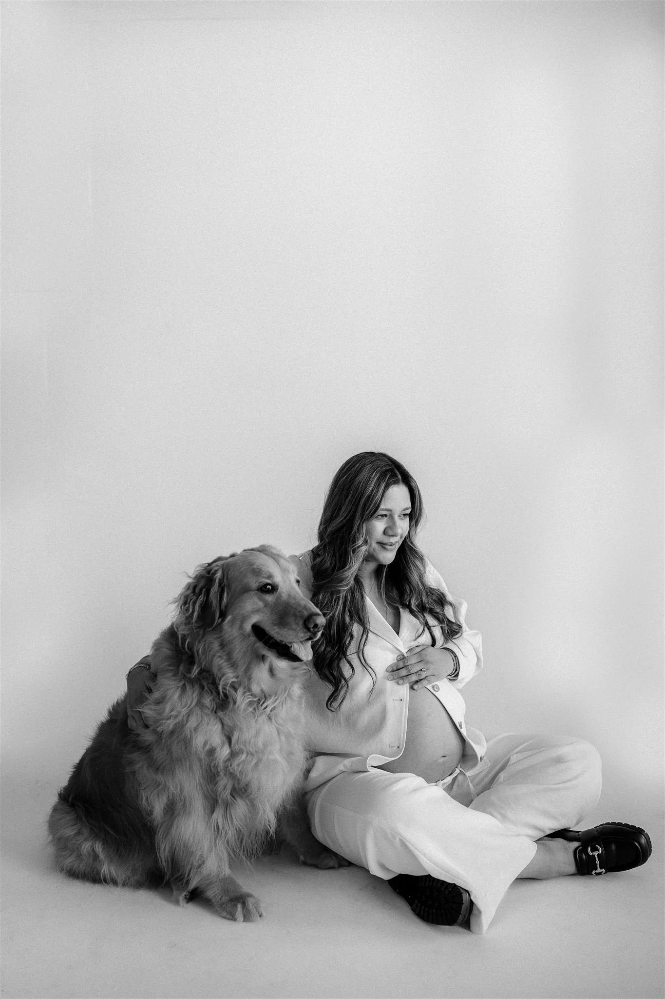 Puppy and Mom portrait session in Studio Golden Retriever