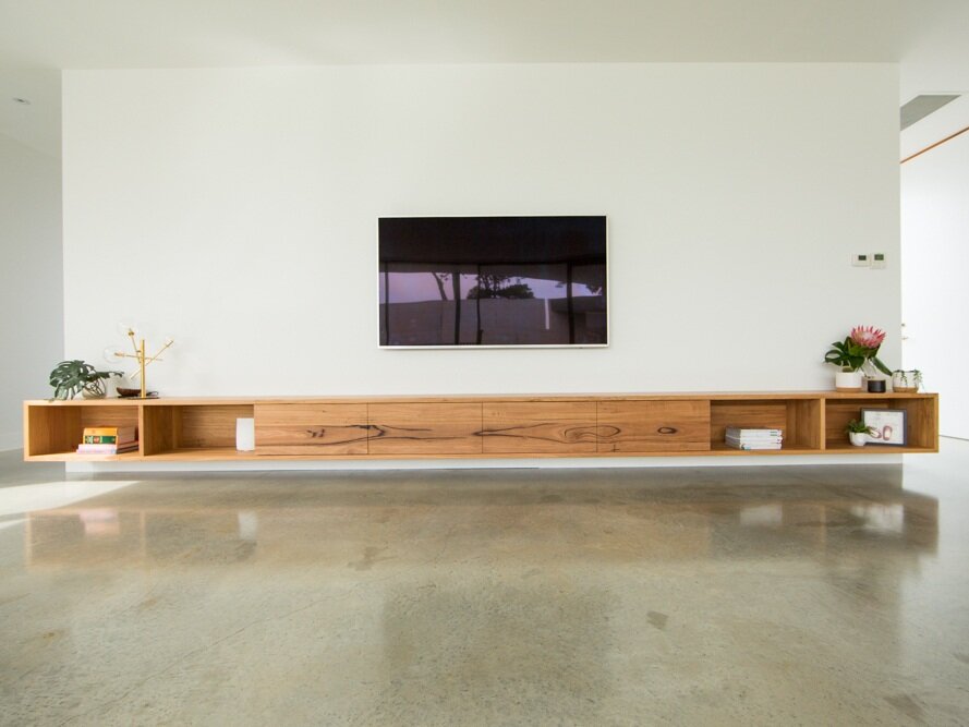 Timber floating TV unit