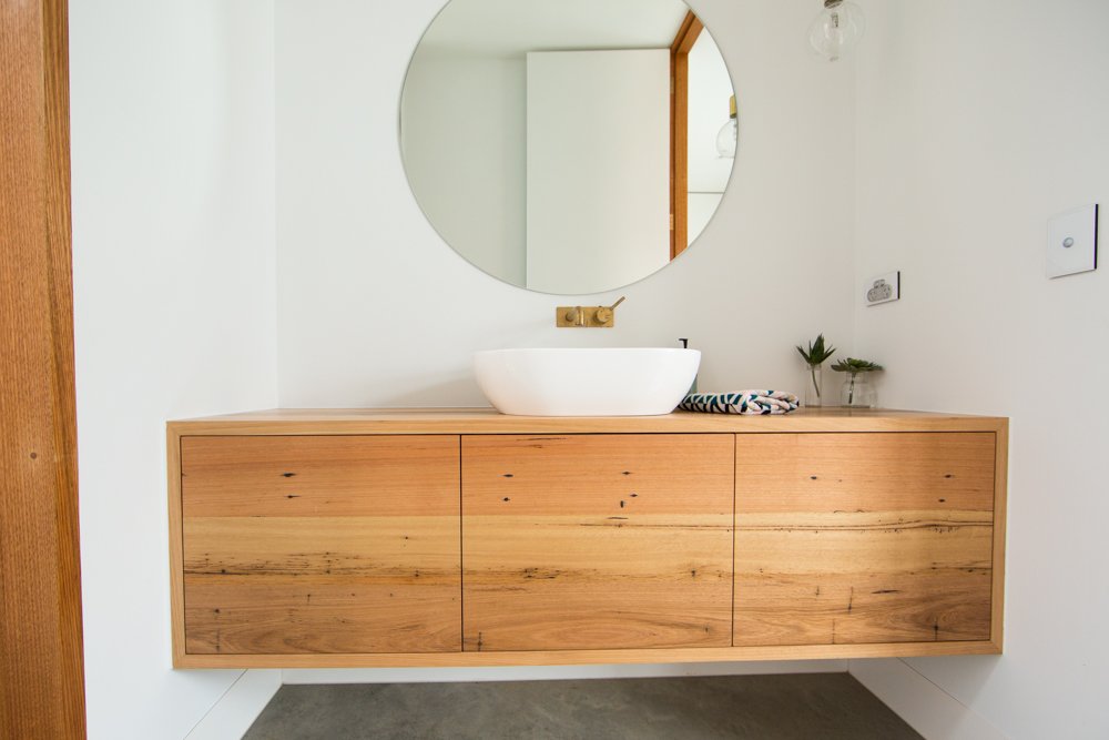 Recycled timber vanity
