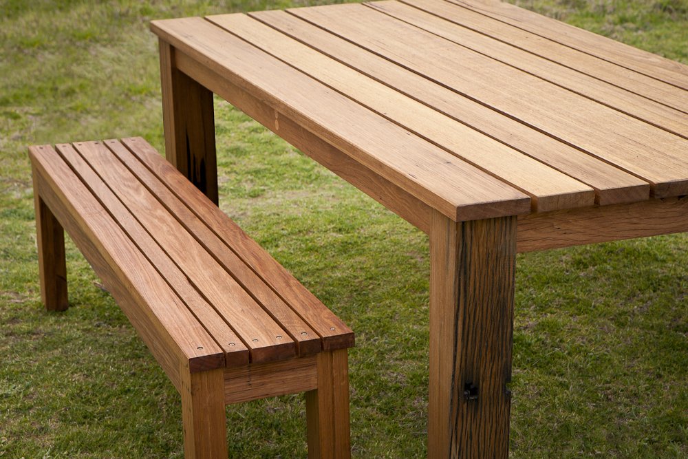 Custom outdoor table and bench seats
