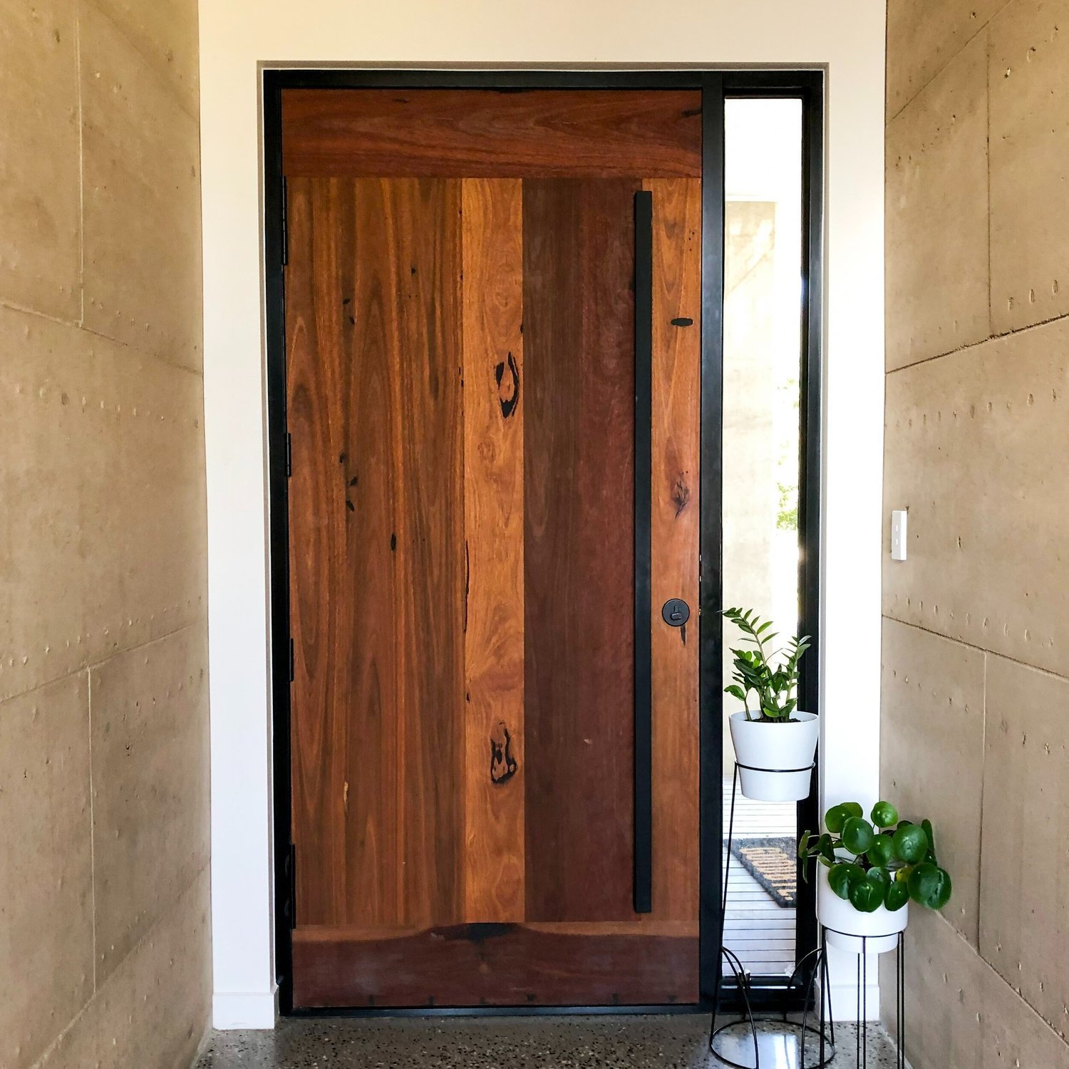 Timber door created from red gum timber