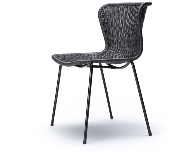 Charcoal rattan dining chair