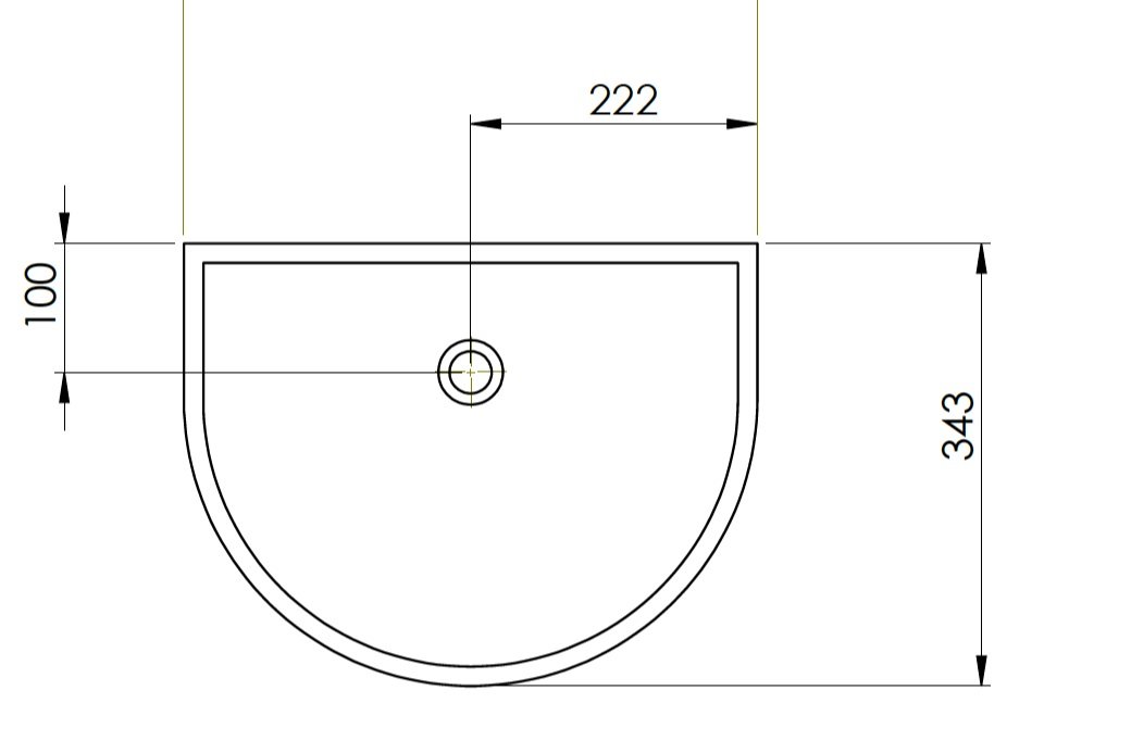 Half moon concrete basin 444 mm wide