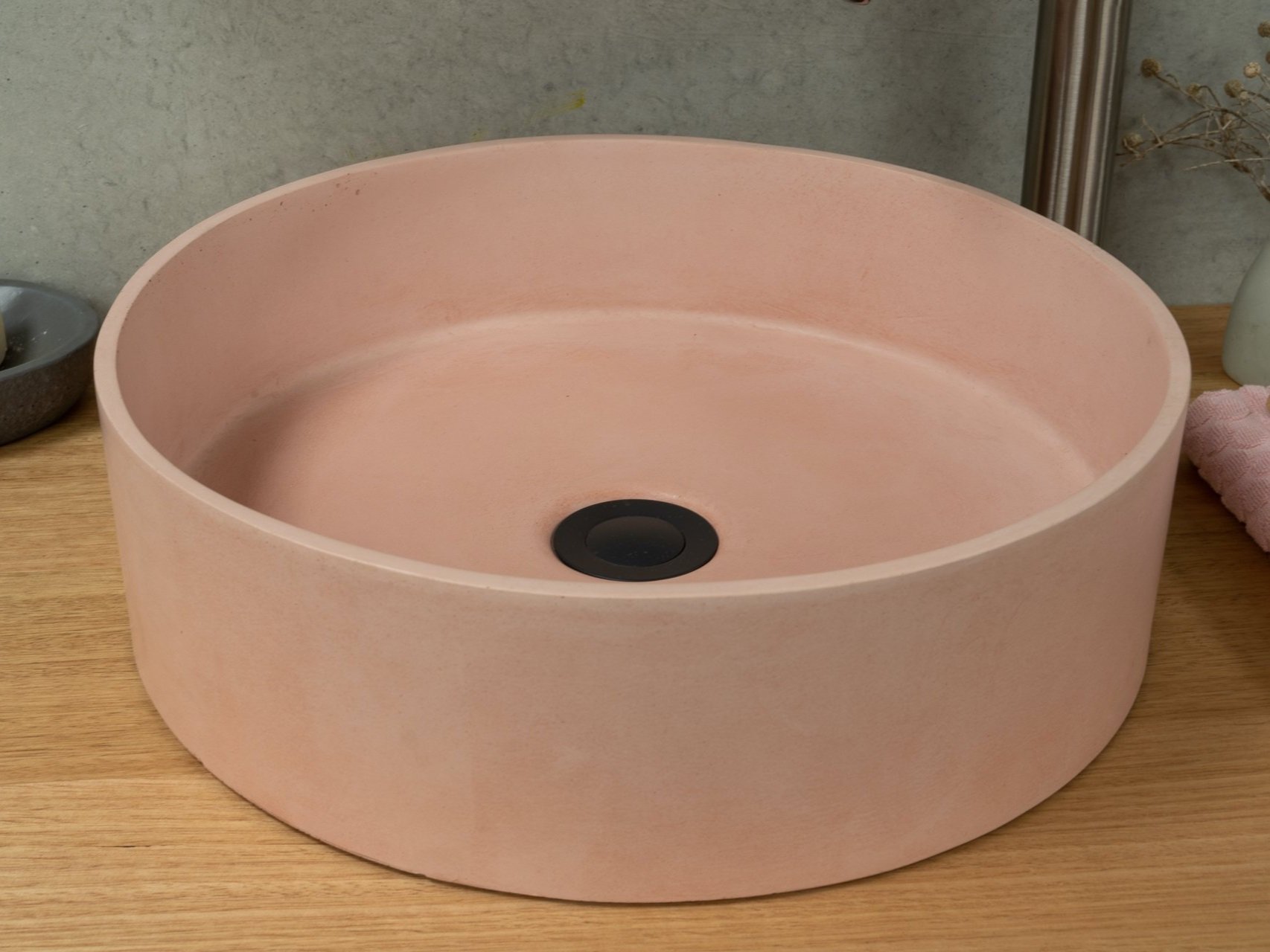 Matte concrete round basin pink