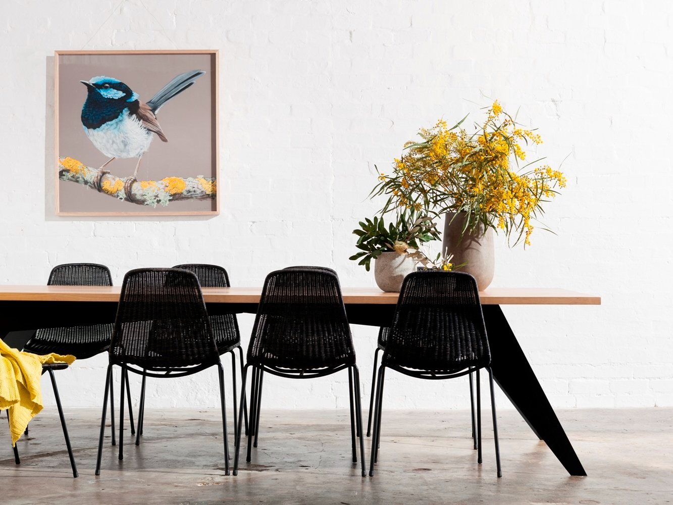 Custom timber and metal dining table