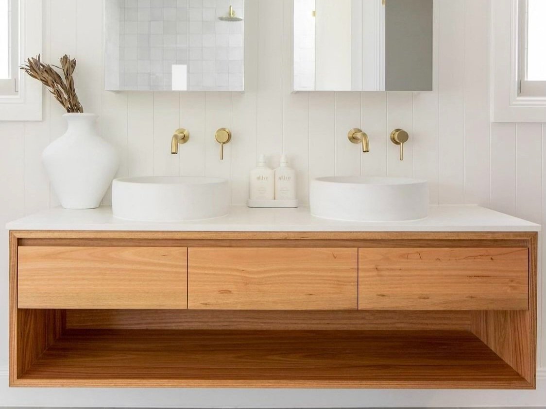Custom timber vanity with caesarstone top