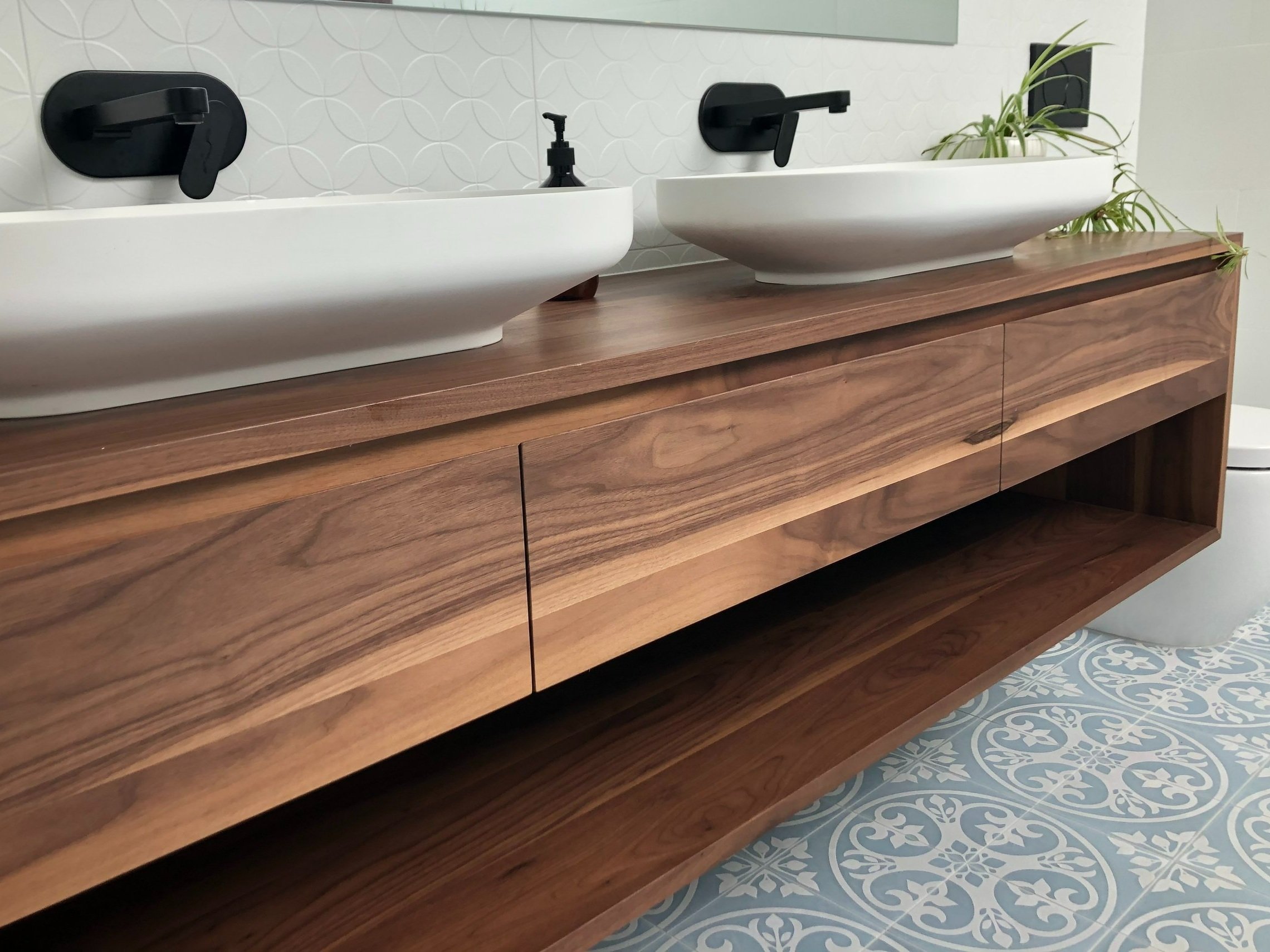 Bespoke American Black Walnut timber vanity Melbourne