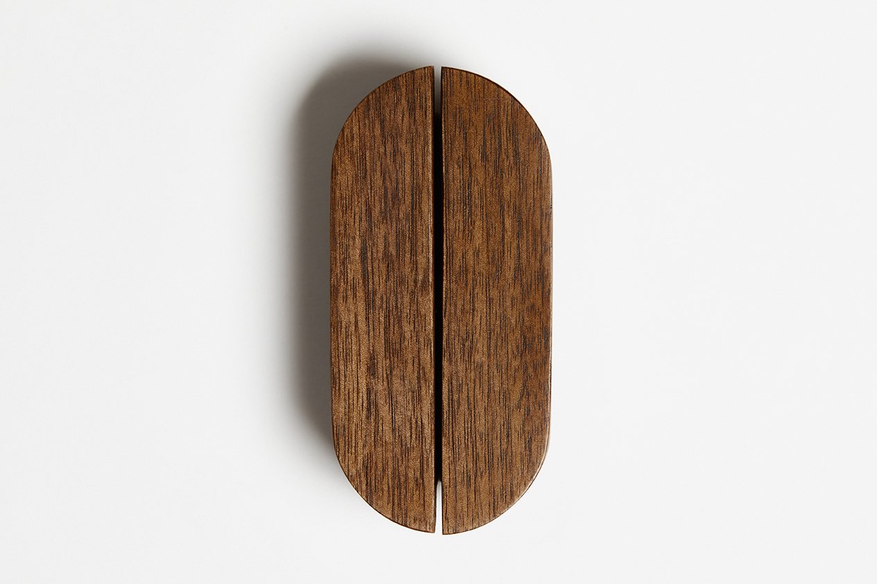 Selene Half Wooden Cabinet Handle in Midi size Walnut timber option