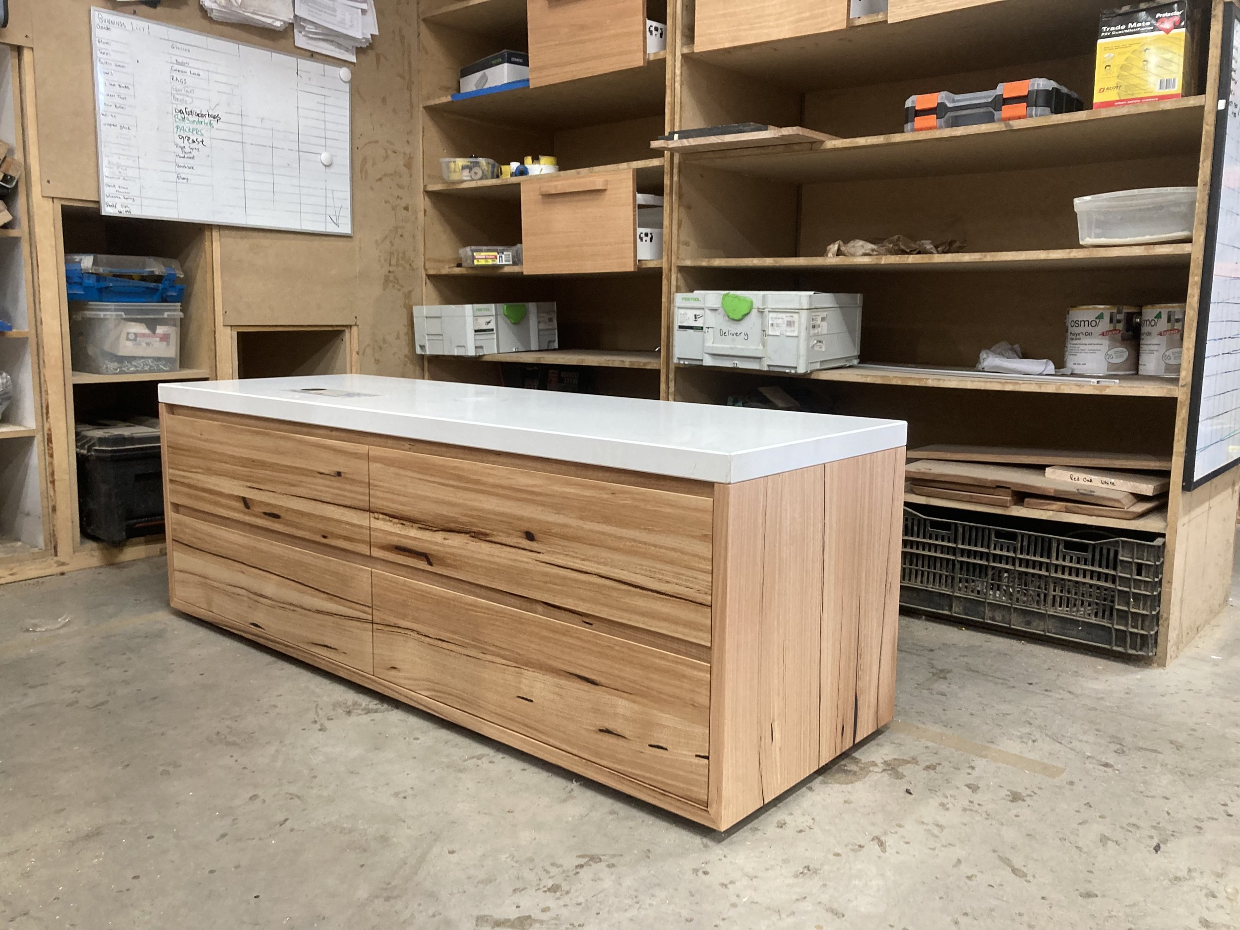 Timber vnaity with stone top