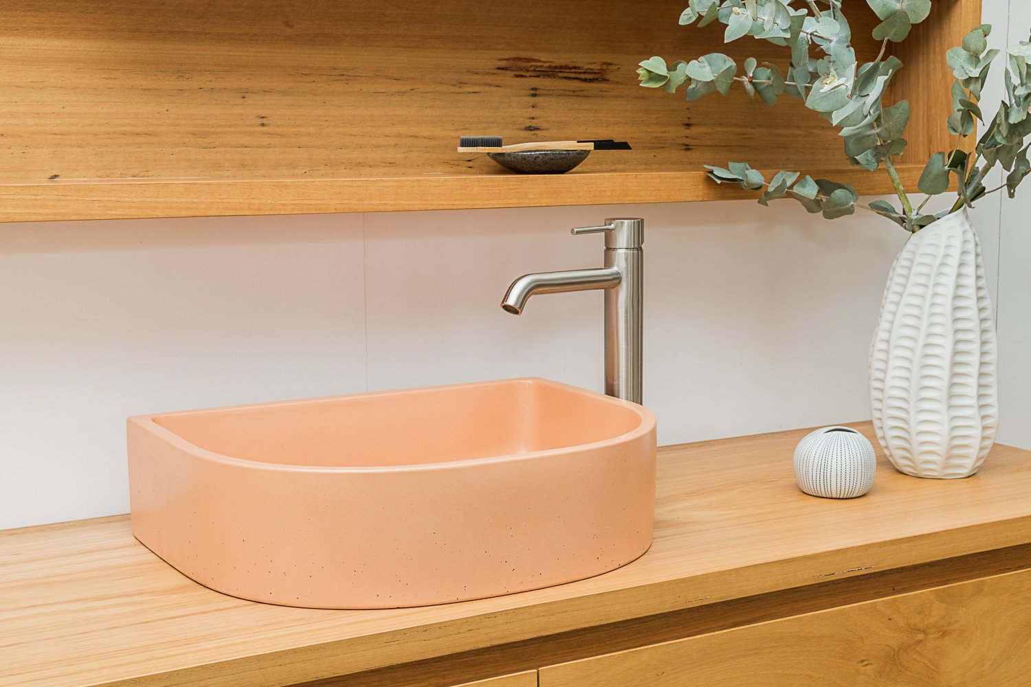 Half moon concrete basin coloured