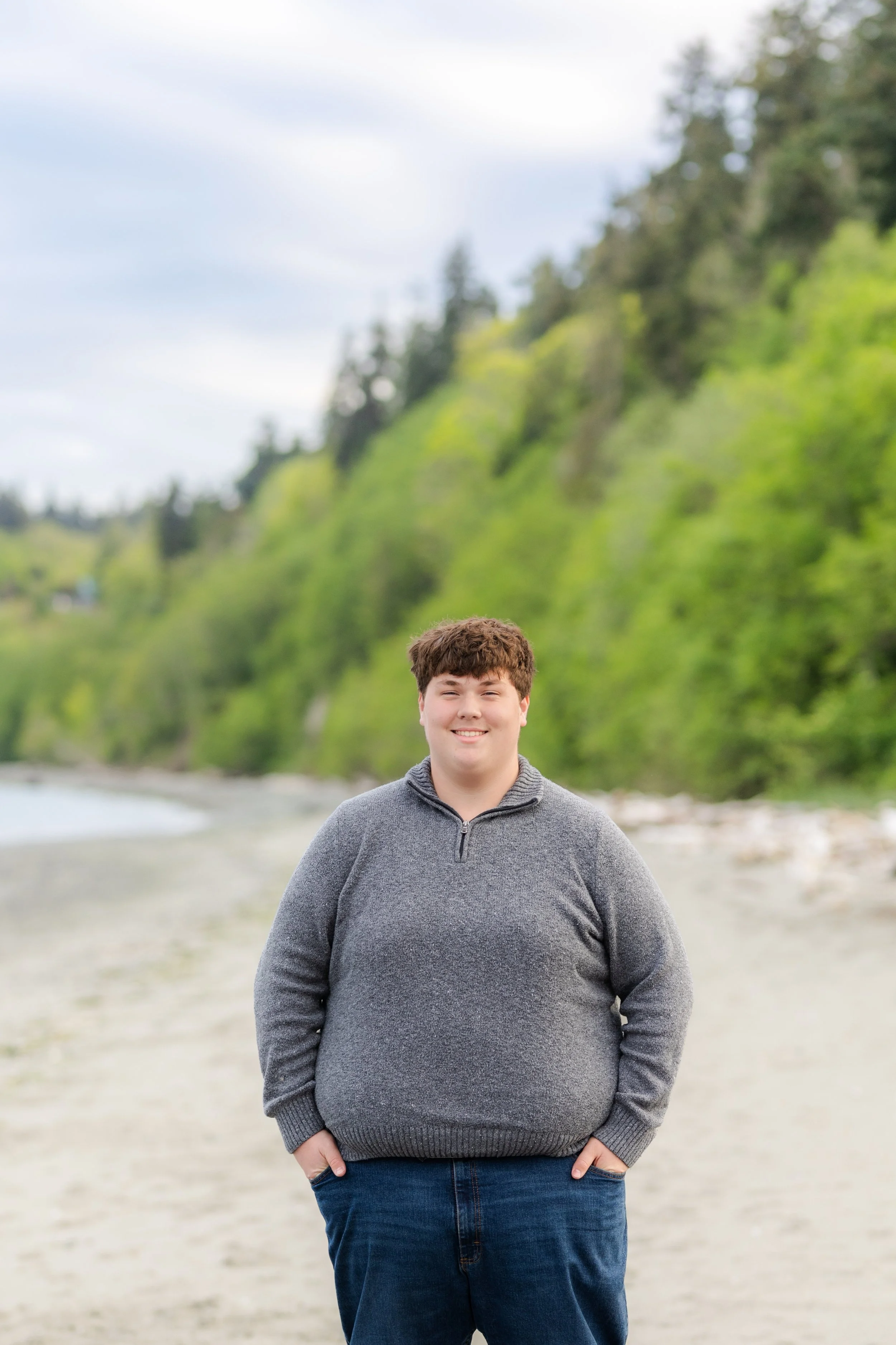 Senior picture of a boy at Crosspoint Christian in Bremerton