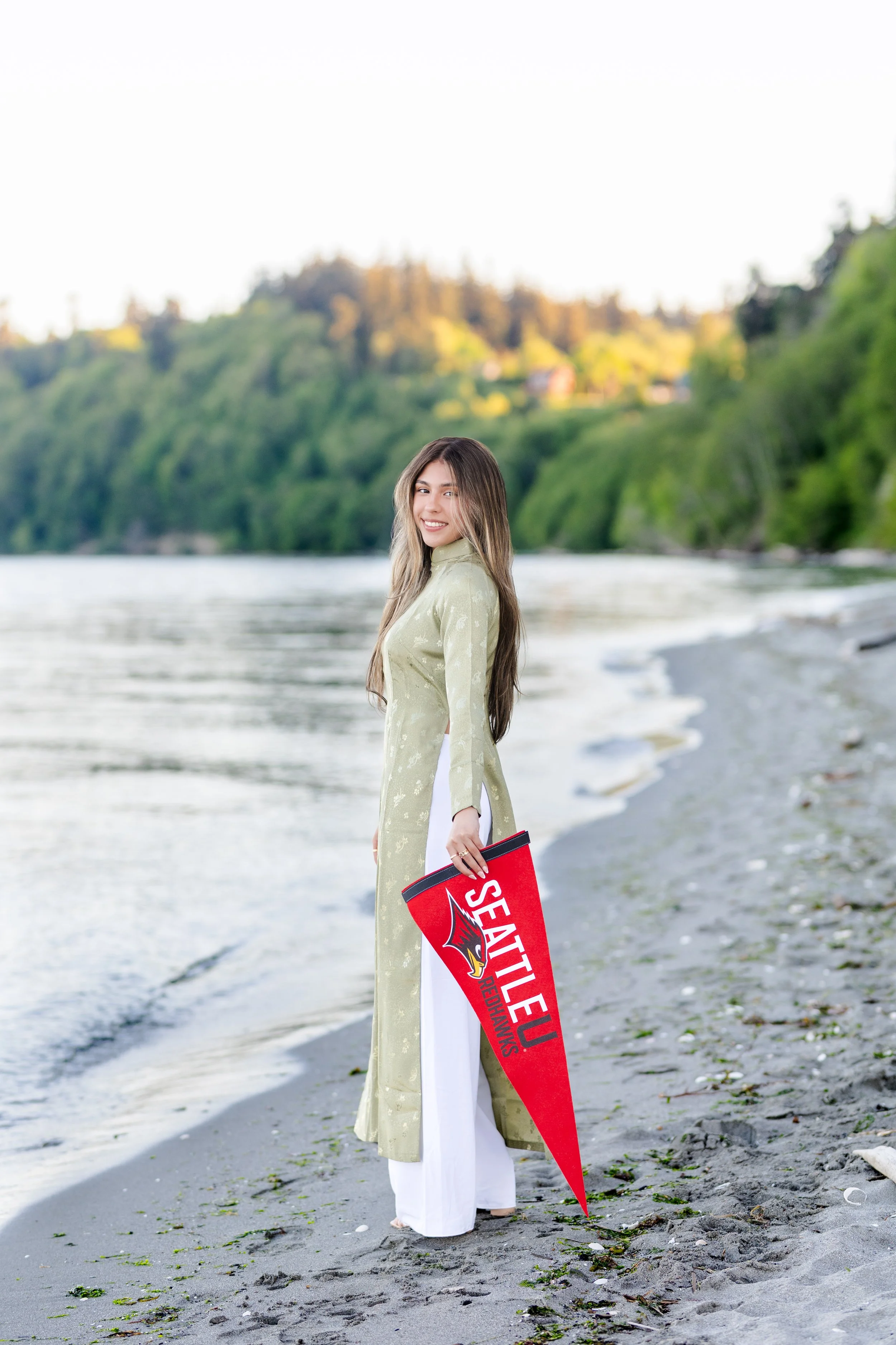 Kitsap college announcement photo taken at a beach near Kingston, WA