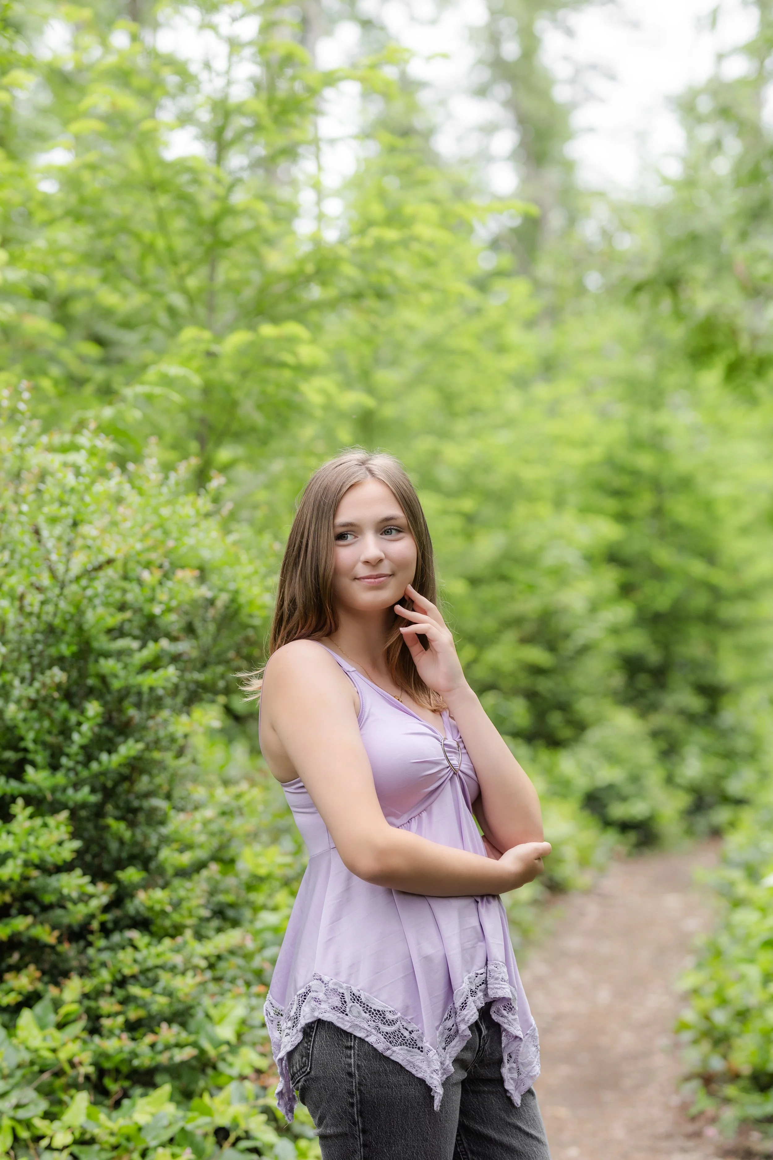Senior picture in a forest in Silverdale, WA