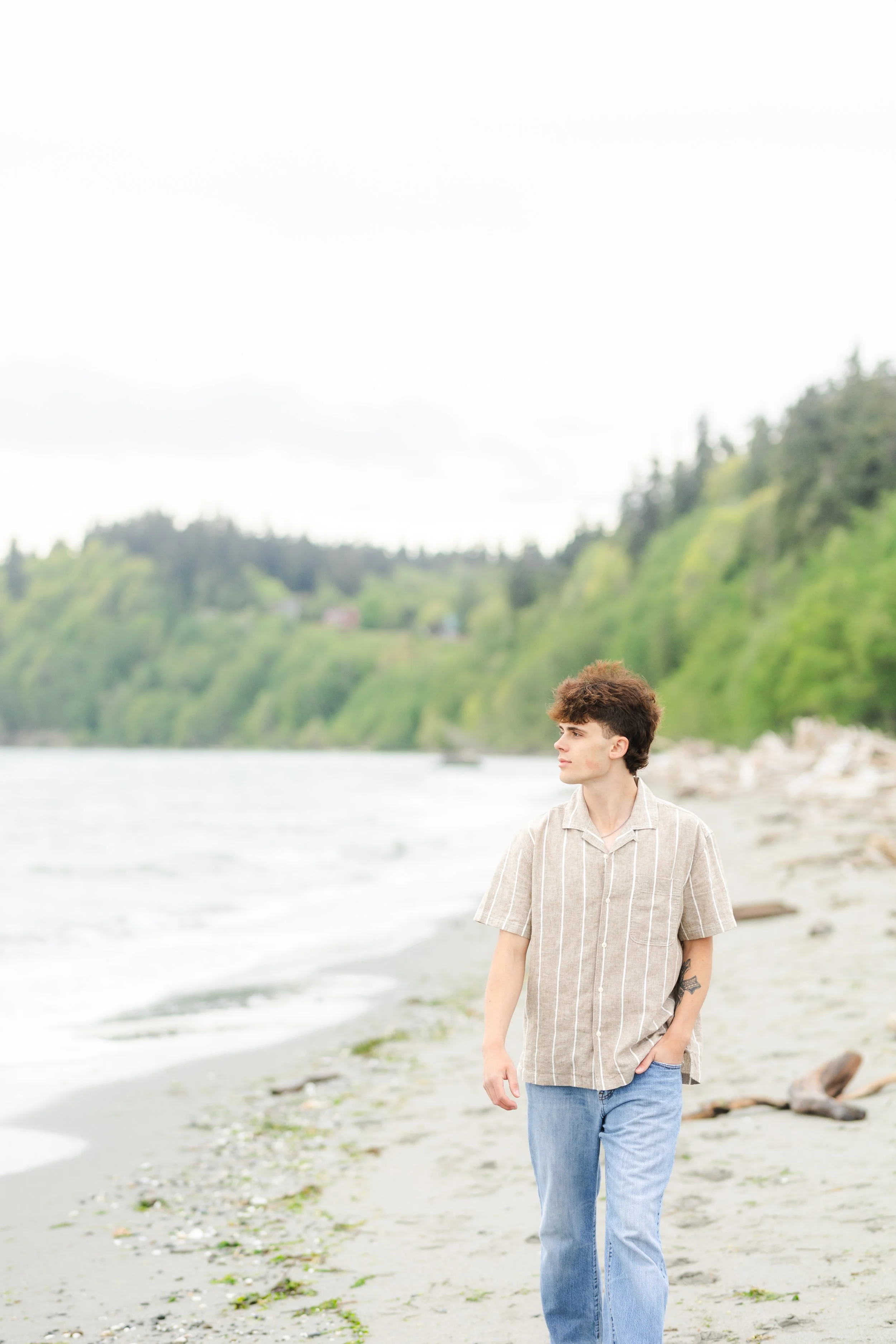 Point No Point foggy morning senior pictures for high school senior boy