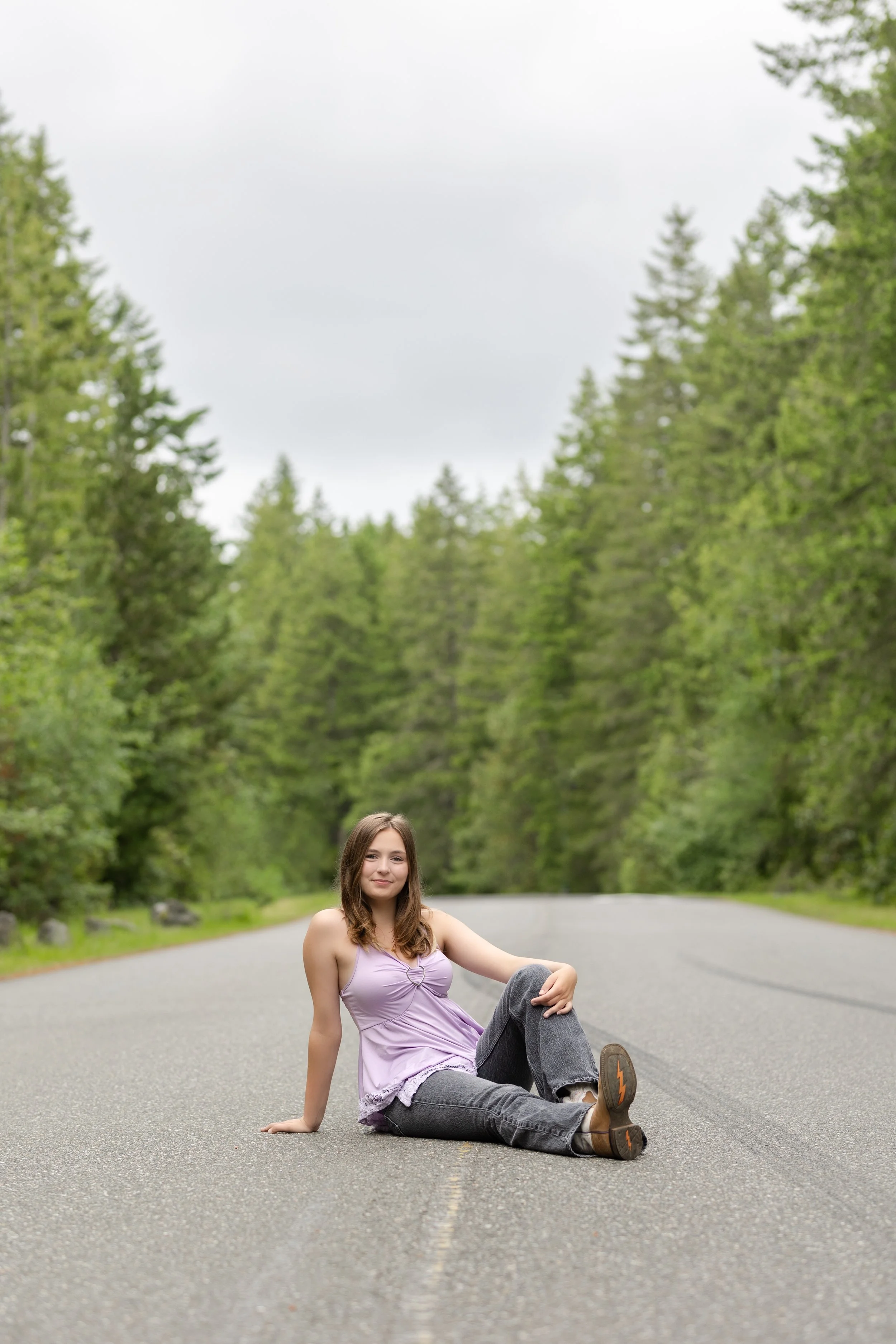 Senior picture taken on the road at Klahowya Secondary School