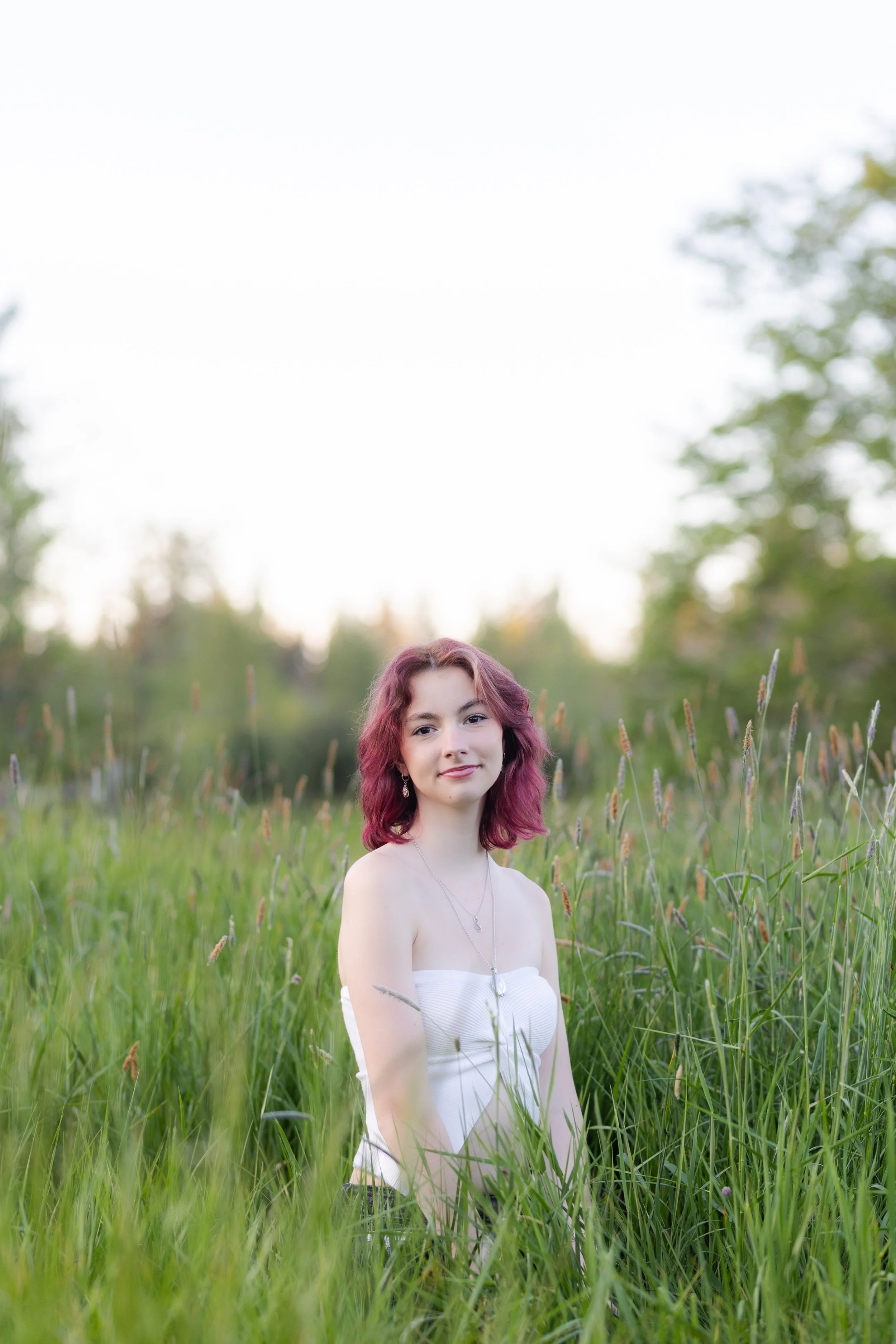 Soft senior picture taken in a Washington state field