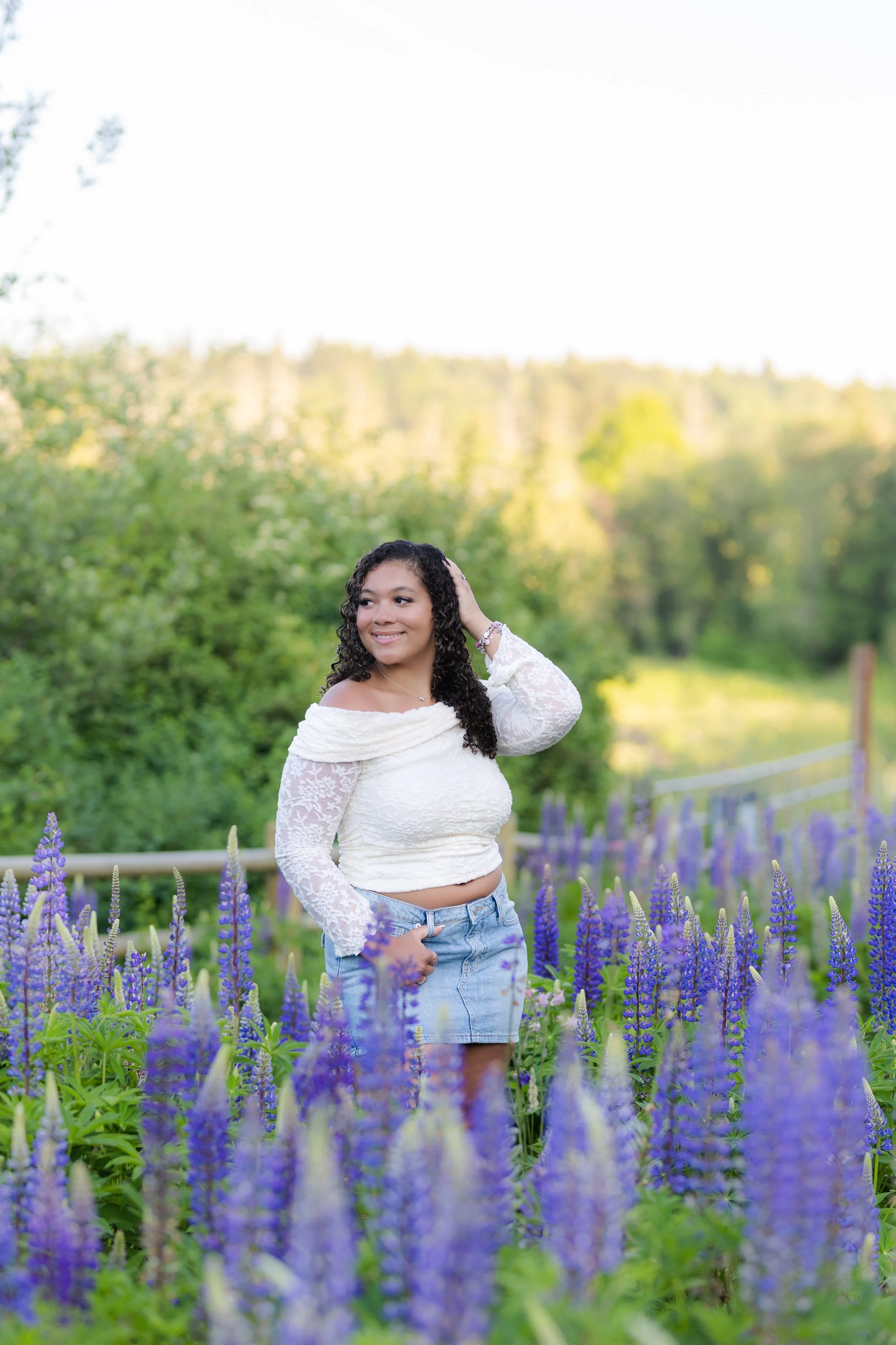 Lupine senior picture taken in Kitsap County, WA