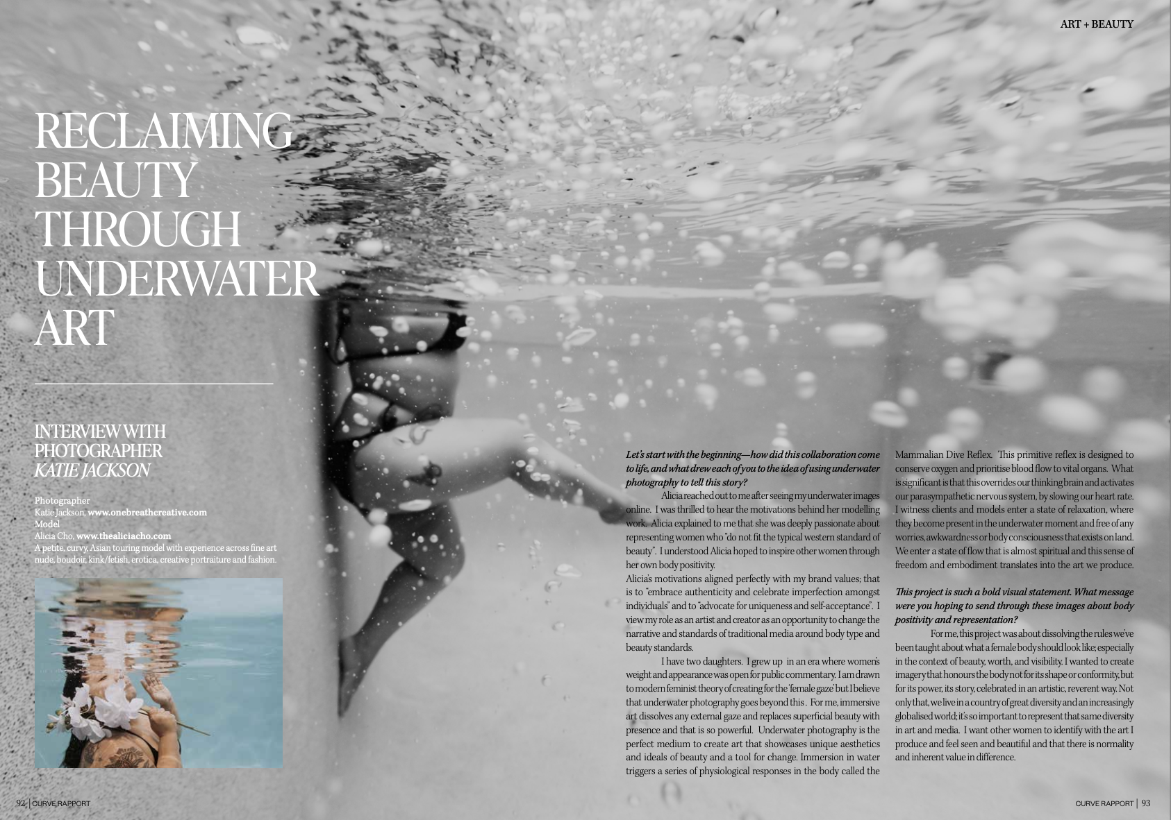 Curve Rapport- Feature Article; Underwater Art with Alicia Chou