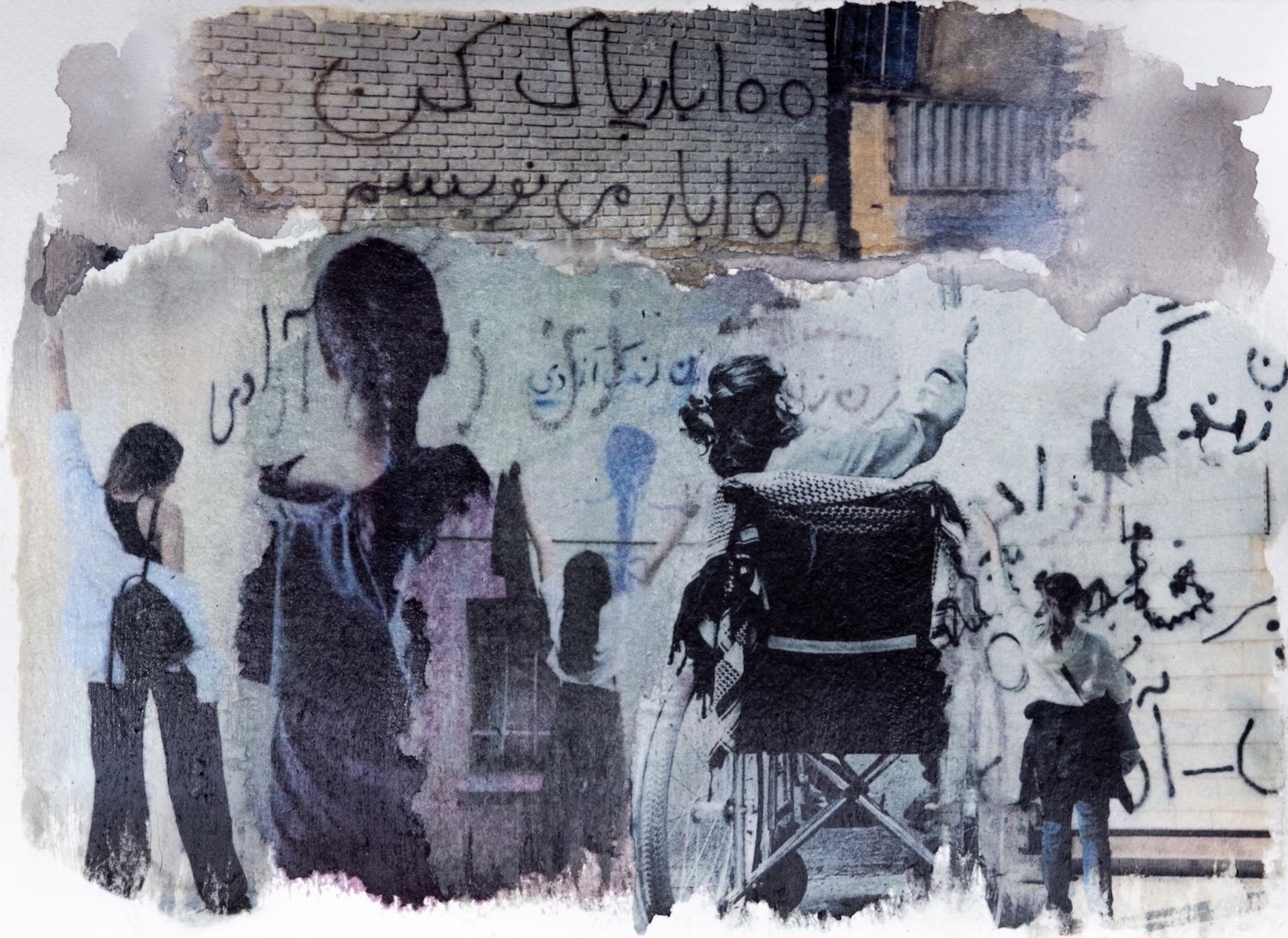 'Woman Life Freedom' Iran mixed-media artwork