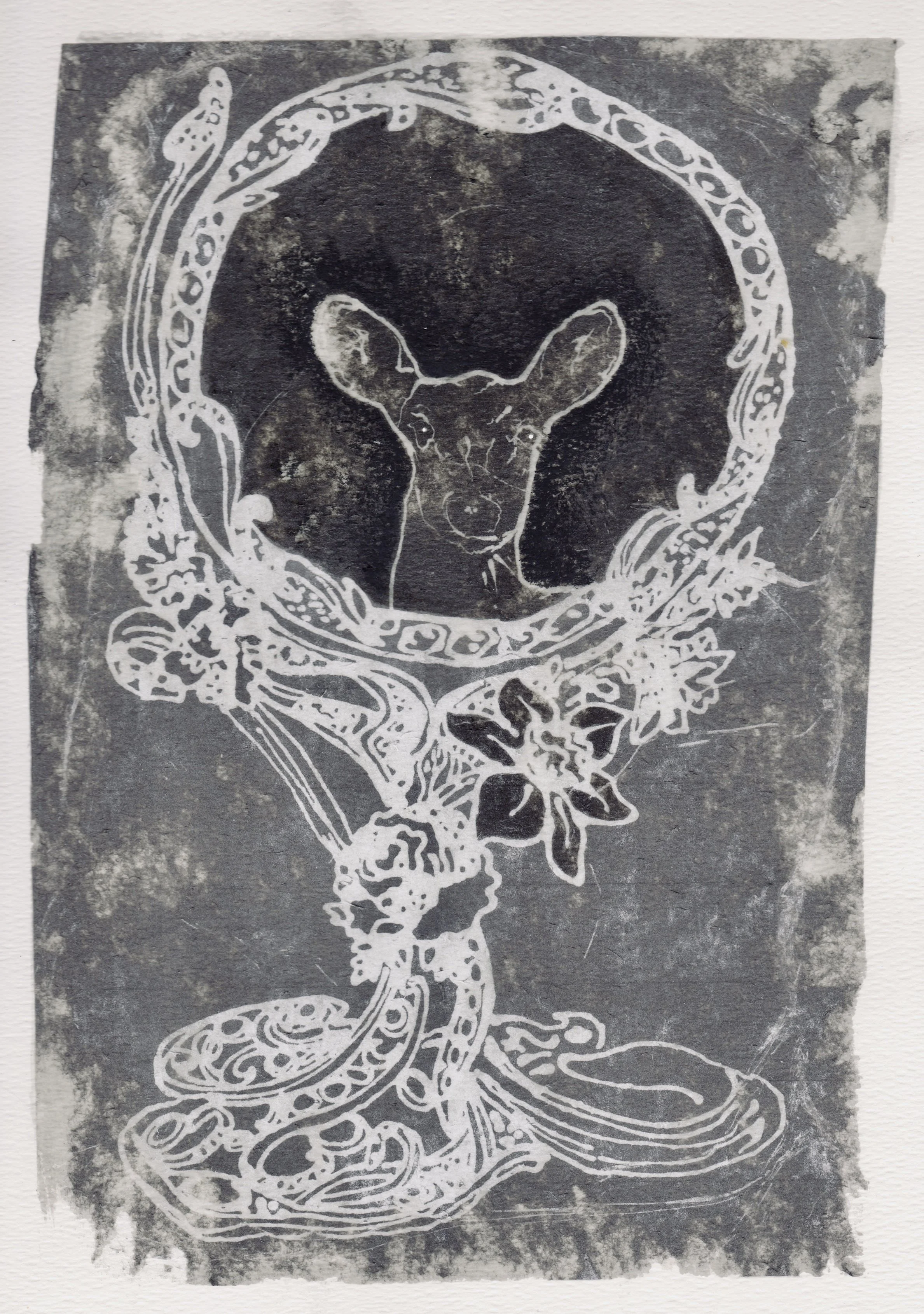 Deer mixed-media artwork